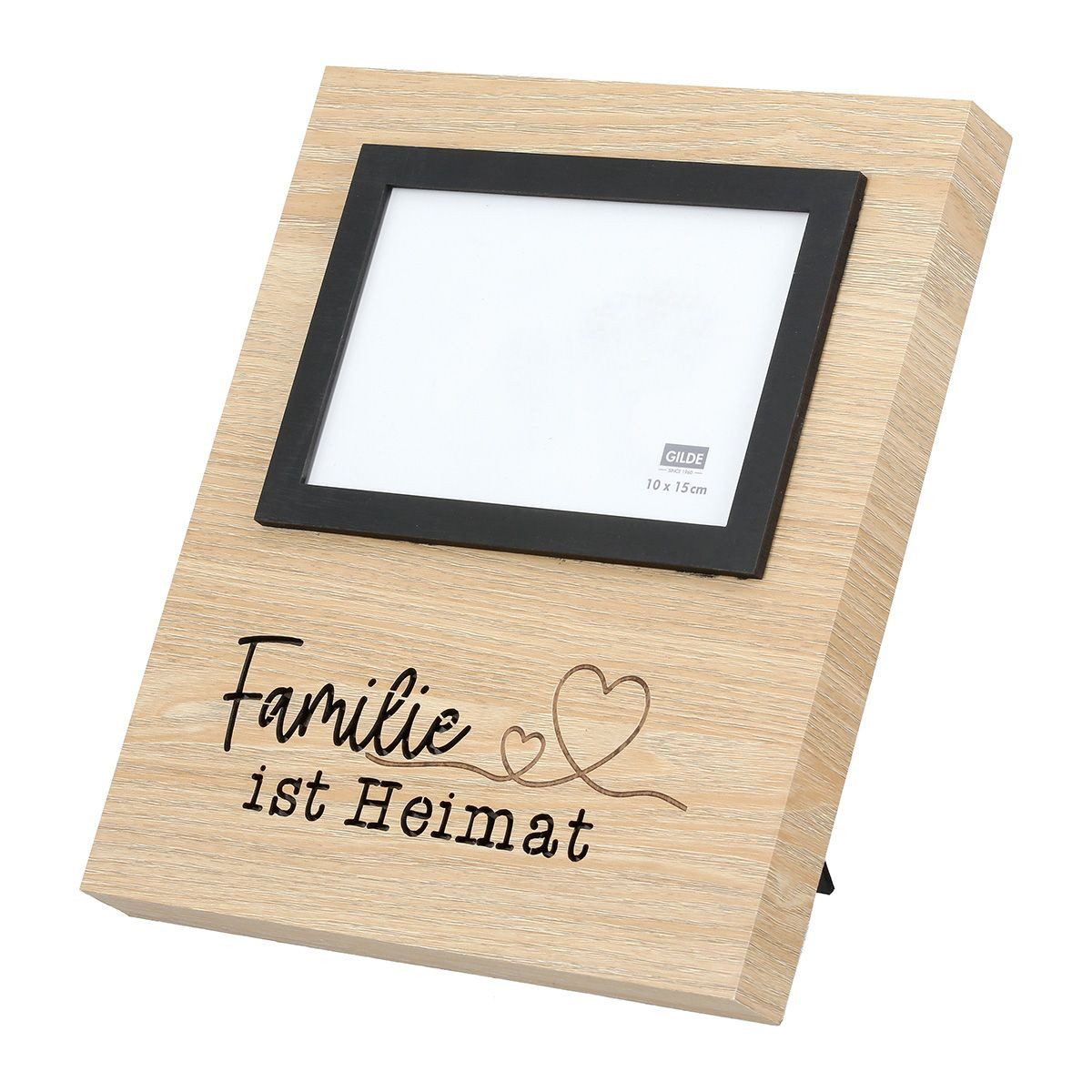 GILDE LED-Bilderrahmen LED Fotorahmen Set Familie Spruch 10x15 cm MDF Holzoptik, (2 St)