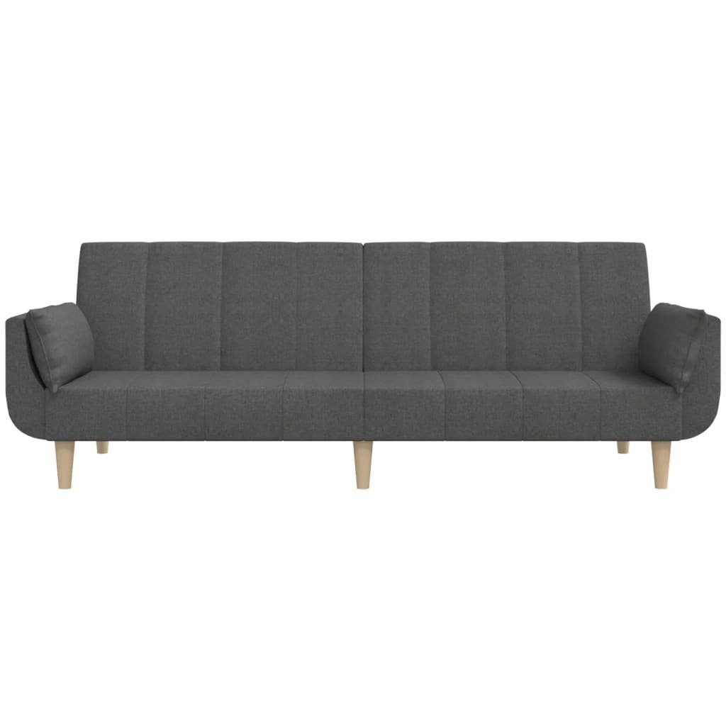 vidaXL Sofa Schlafsofa 2-Sitzer mit 2 Kissen Dunkelgrau Stoff – Bild 5 von 5