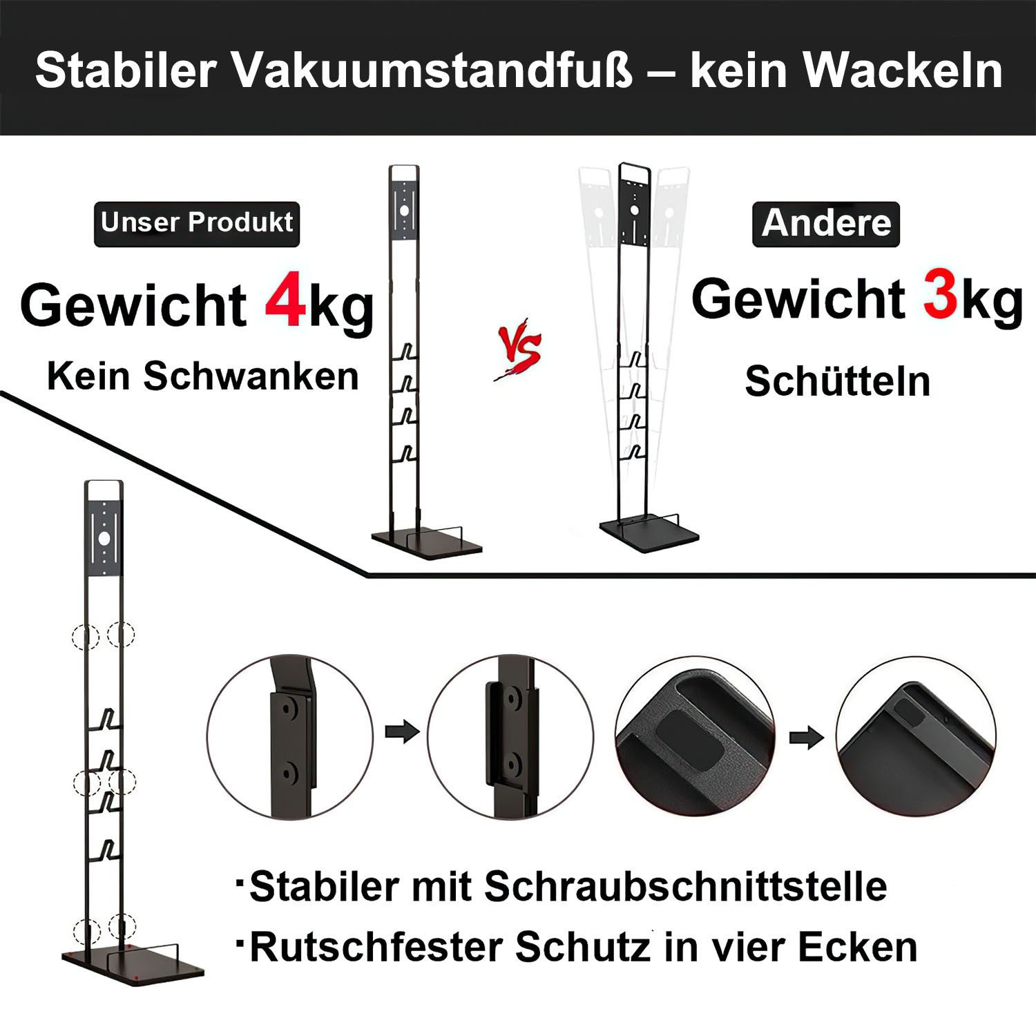 SURFOU Standhalterung Ständer Halterung Kompatibel für Dyson Metallhalterung mit 4 Haken, (Staubsaugerständer, Bodenständer Zubehörhalter Speichern Organisieren – Bild 3 von 5