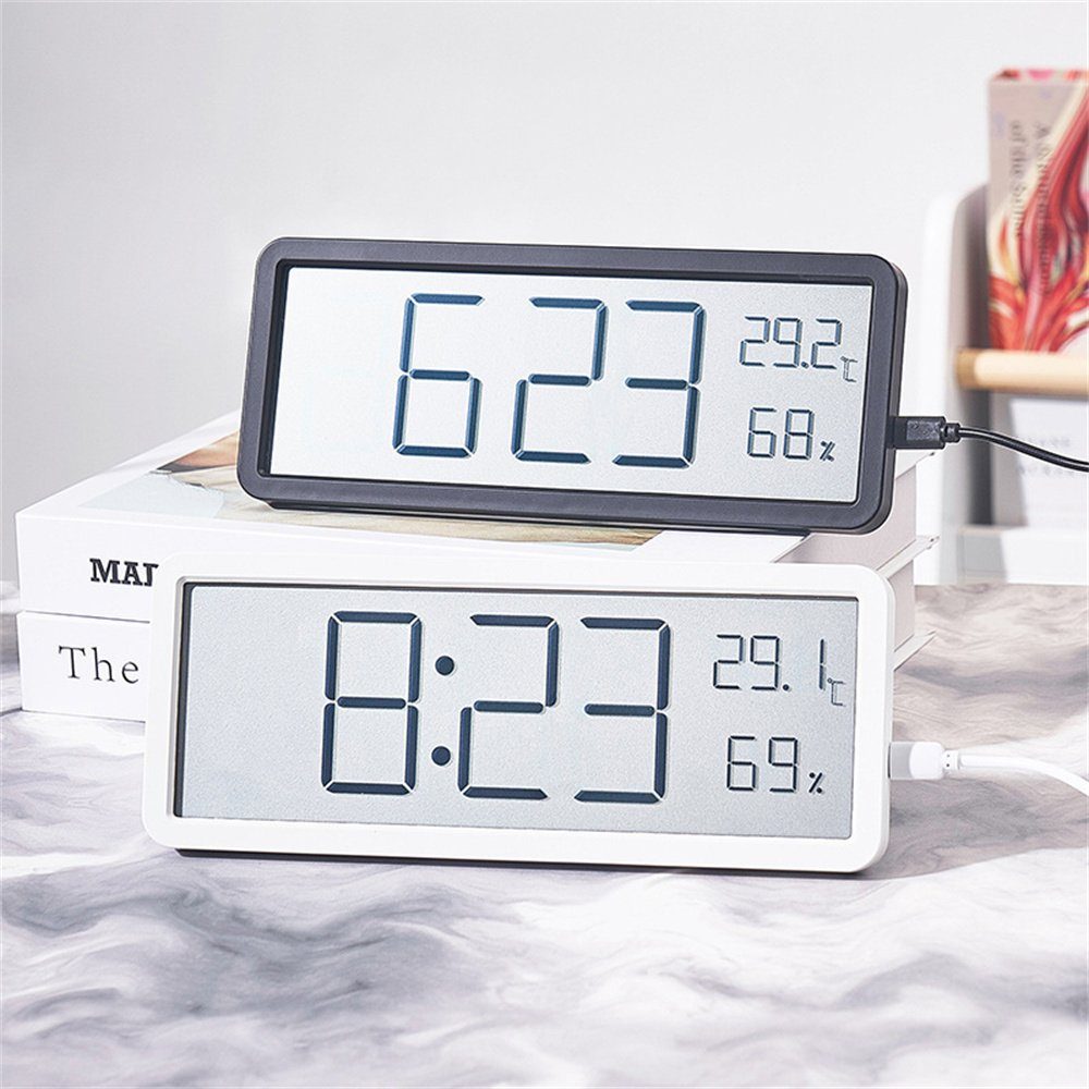 Dekorative Wecker für Uhr, Wohnzimmer Luftfeuchtigkeitsanzeige Temperatur- Wanduhr LED-Wecker, Digitaler das und mit weiß Wecker