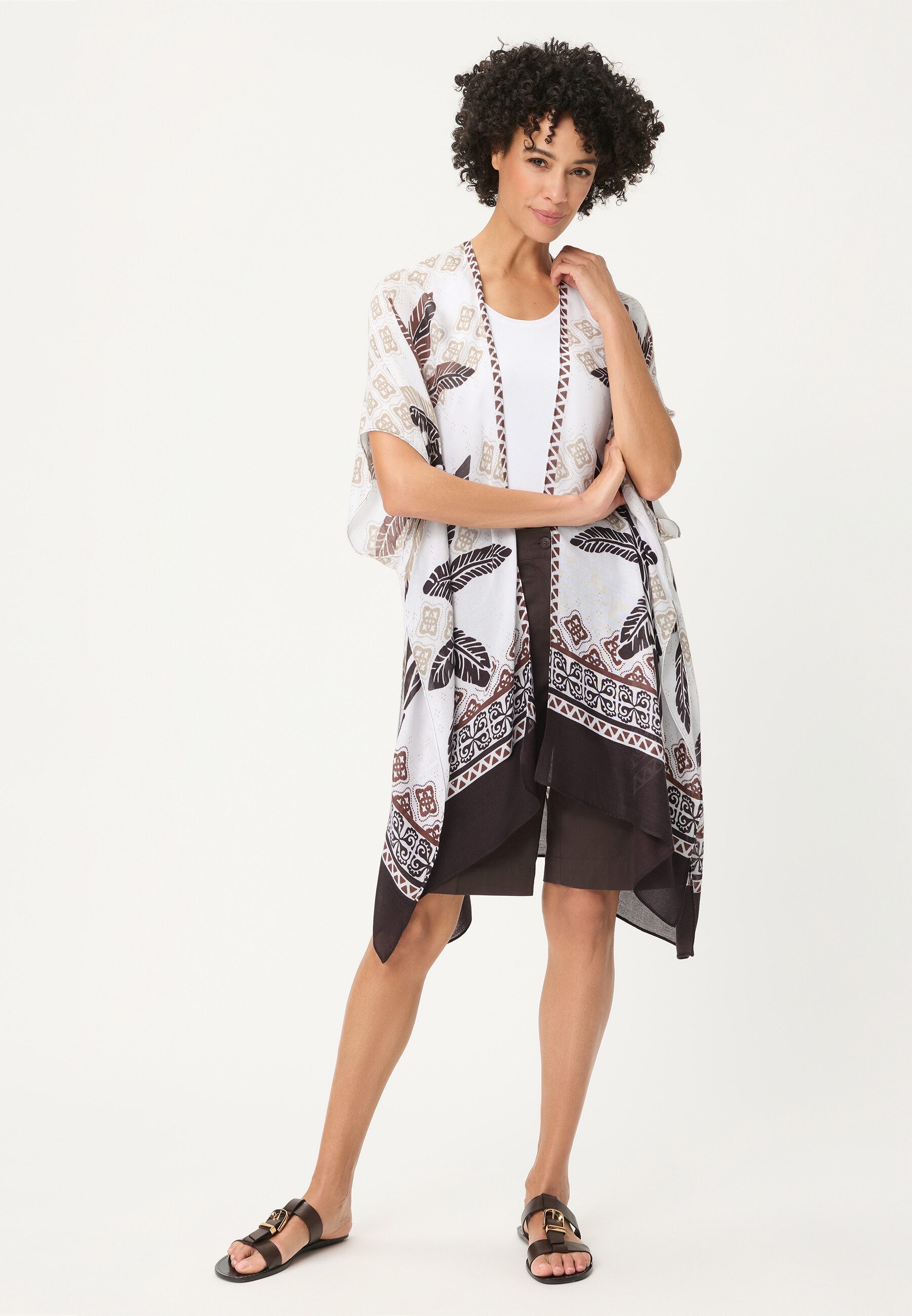 Olsen Strickcape mit Panneaux-Print