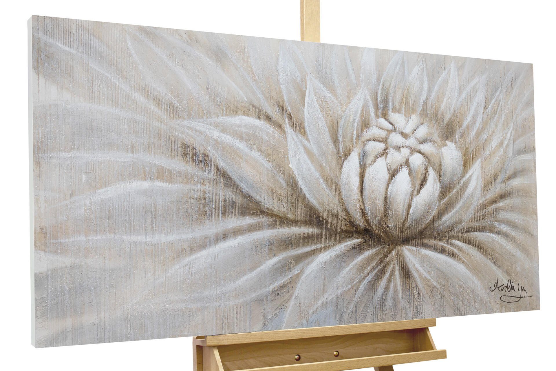 KUNSTLOFT Gemälde Expanding 120x60 cm, Leinwandbild 100% HANDGEMALT Wandbild Wohnzimmer