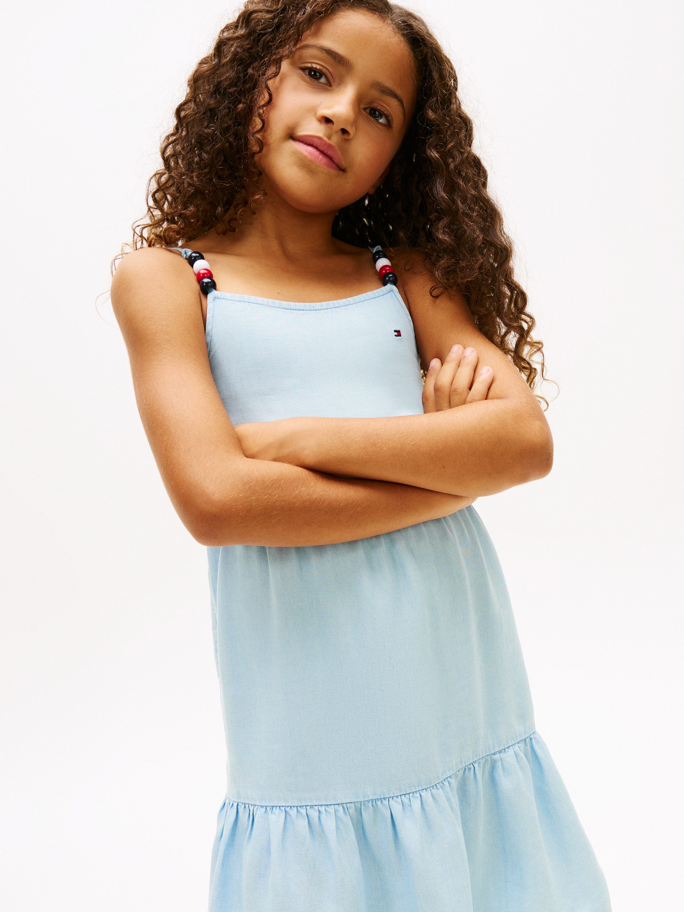 Tommy Hilfiger Spaghettikleid TENCEL STRAP DRESS Kinder bis 16 Jahre, mit dekorativen Trägerdetails – Bild 3 von 5