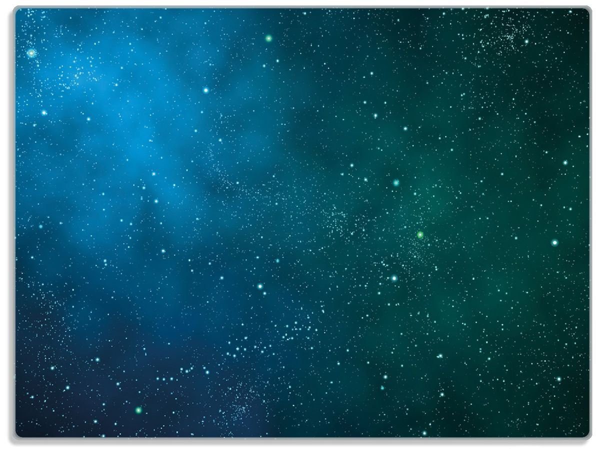 Sterne Nacht, Gummifüße - Wallario und Schneidebrett Milchstraße 30x40cm rutschfester 4mm, (inkl. 1-St), ESG-Sicherheitsglas, bei Sternenhimmel