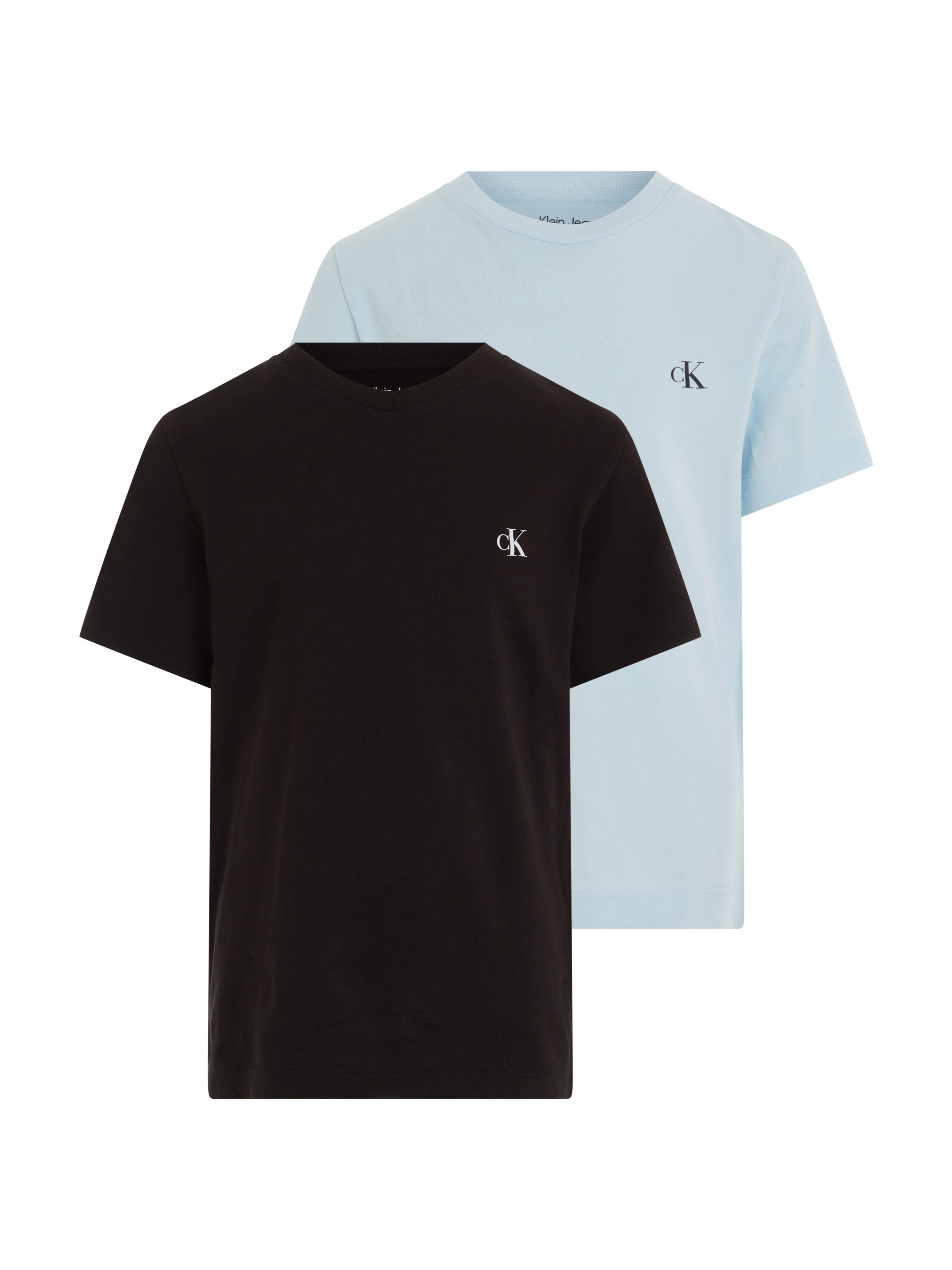 T-Shirt Jeans Calvin Keepsake TOP Blue 2-PACK MONOGRAM Klein / Black Logodruck Ck mit