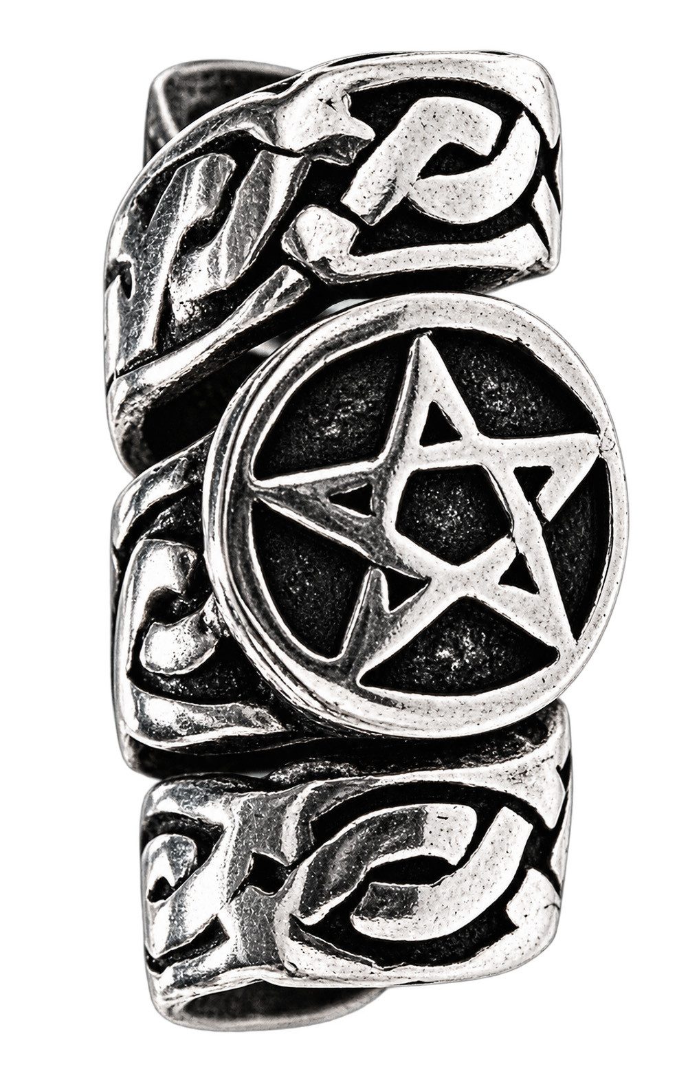 Kiss of Leather Haarkamm Pentagramm Bartperle aus 925 Silber, Haarperle 6 mm