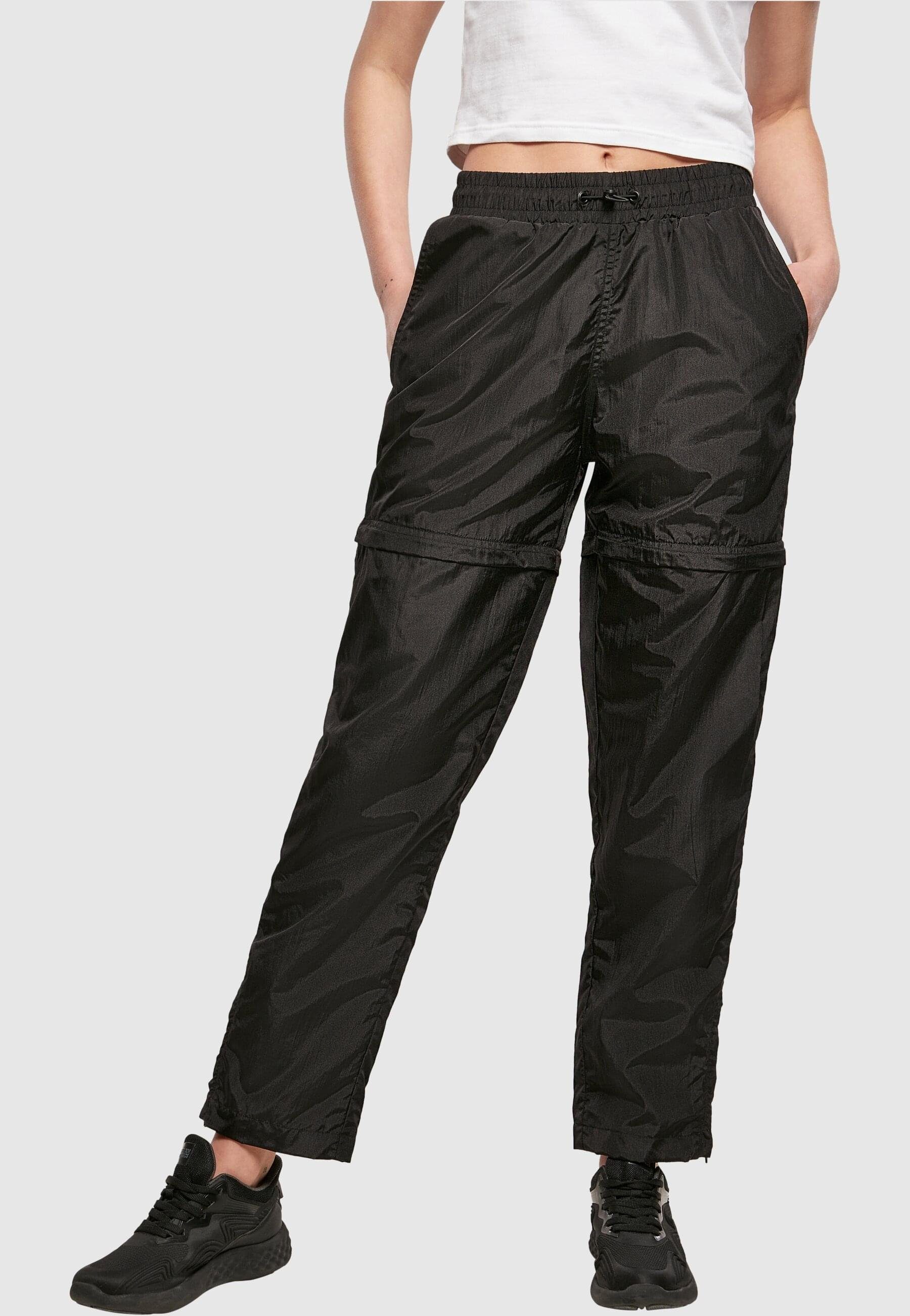 URBAN CLASSICS Crinkle (1-tlg) Ladies Pants Jerseyhose Shiny Nylon Zip Damen