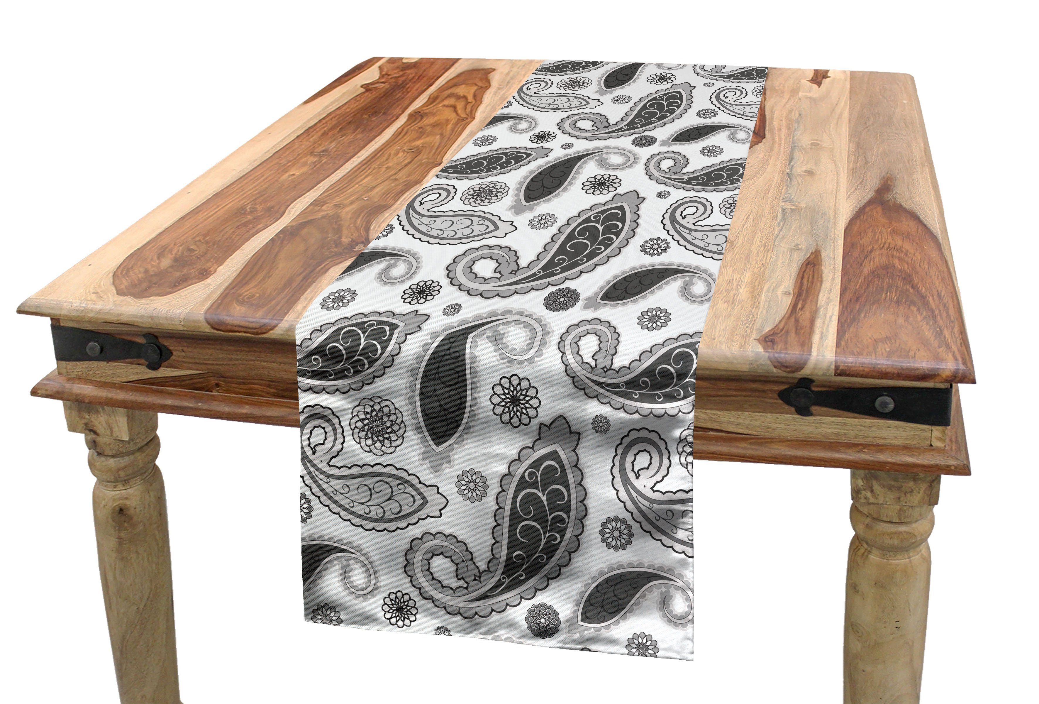 Abakuhaus Tischläufer Esszimmer Küche Rechteckiger Dekorativer Tischläufer, Paisley Oriental Röschen Blatt