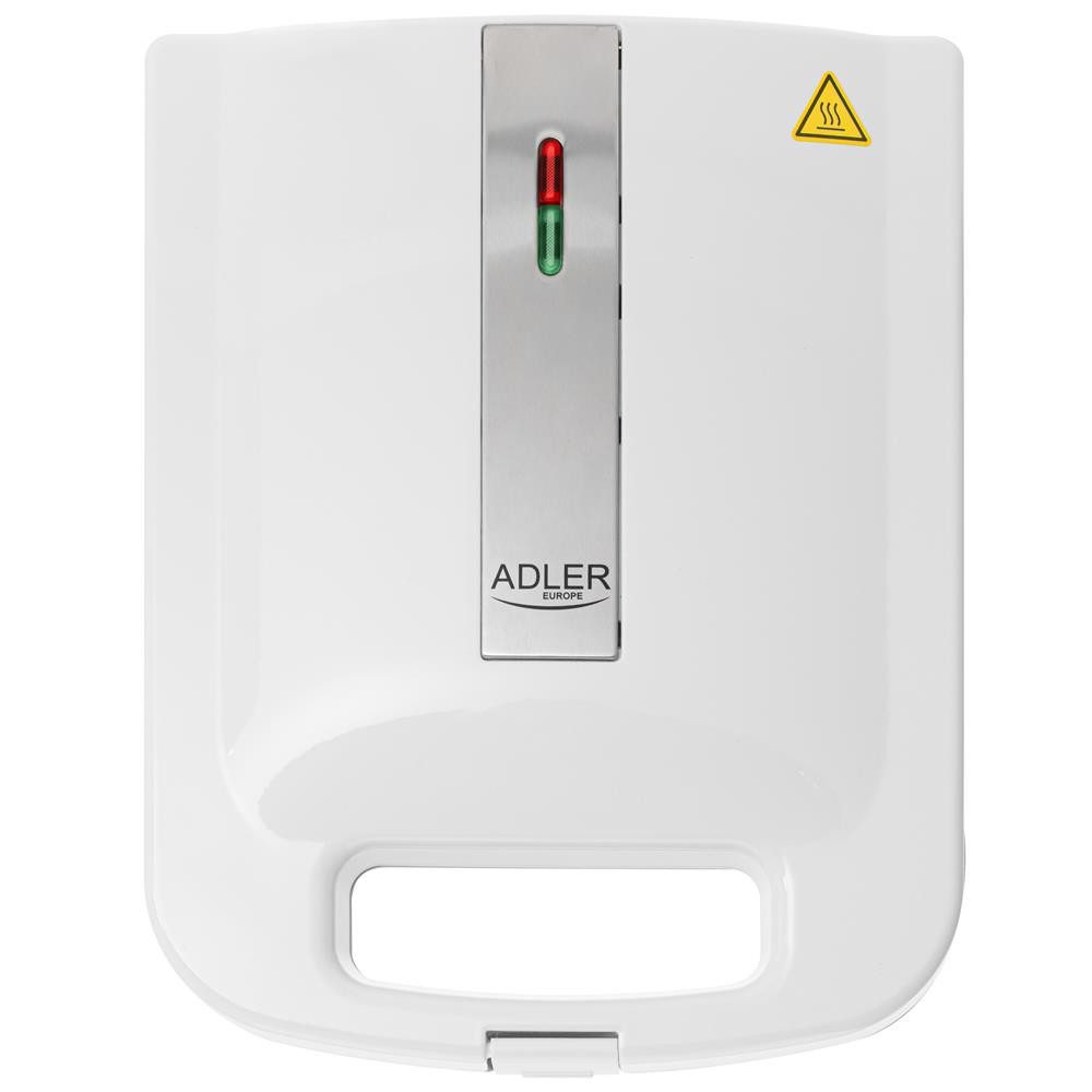 ADLER EUROPE Sandwichmaker AD 3055w, 2000 W, Thermostat, Kontrollleuchten, Antihaftbeschichtung