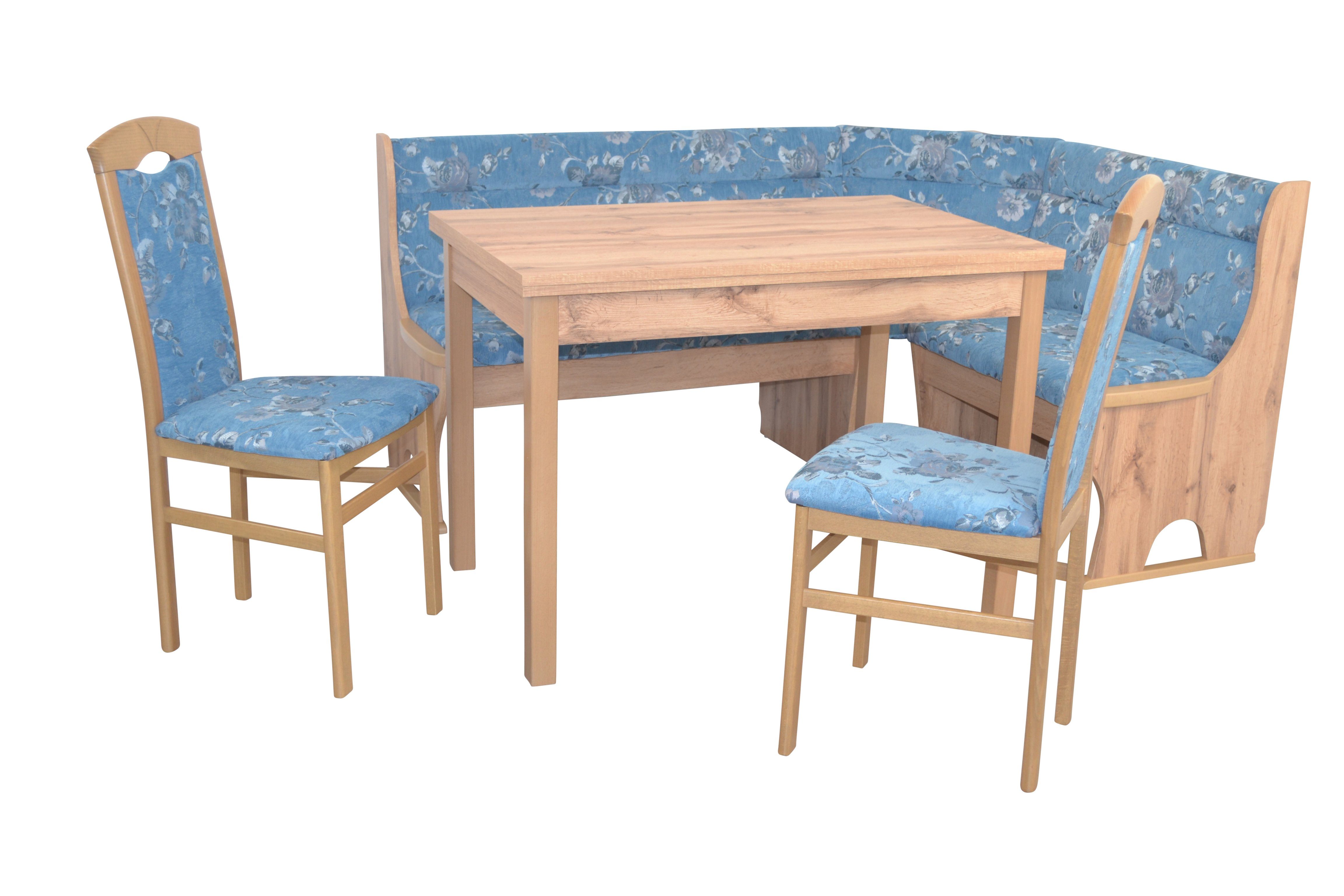 moebel-direkt-online Eckbankgruppe Alice, (Spar-Set, 4tlg. Set), Stühle montiert. Eckbank mit Stauraumfunktion, mit Gasdruckfedern blau