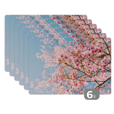 Platzset, Sakura - Frühling - Zweige, MuchoWow, (6-St), Platzset, Platzdecken, Platzmatte, Tischmatten, Schmutzabweisend