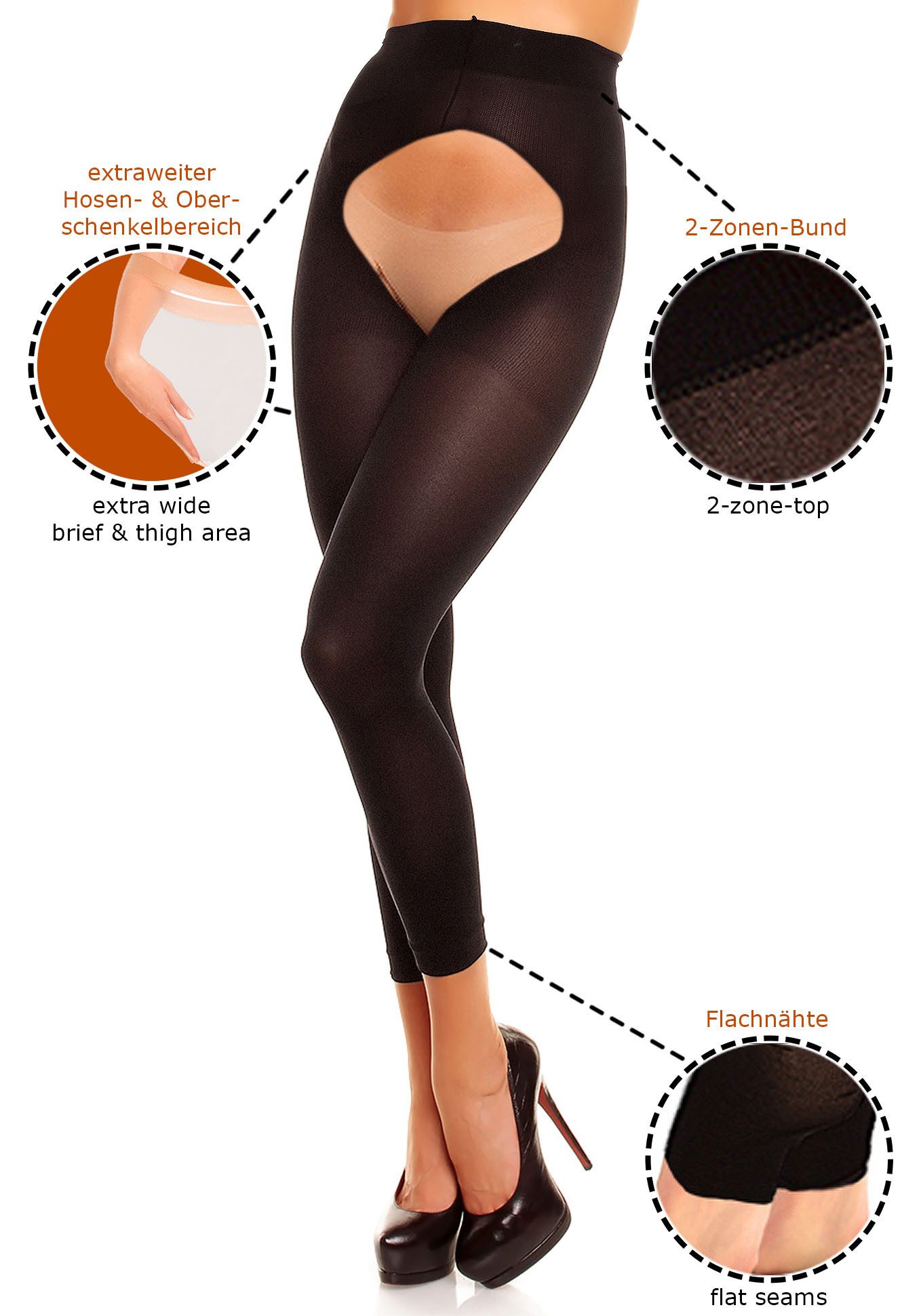GLAMORY Feinstrumpfleggings Breeze 60 DEN (1 St) Plus Size, Ouvert
