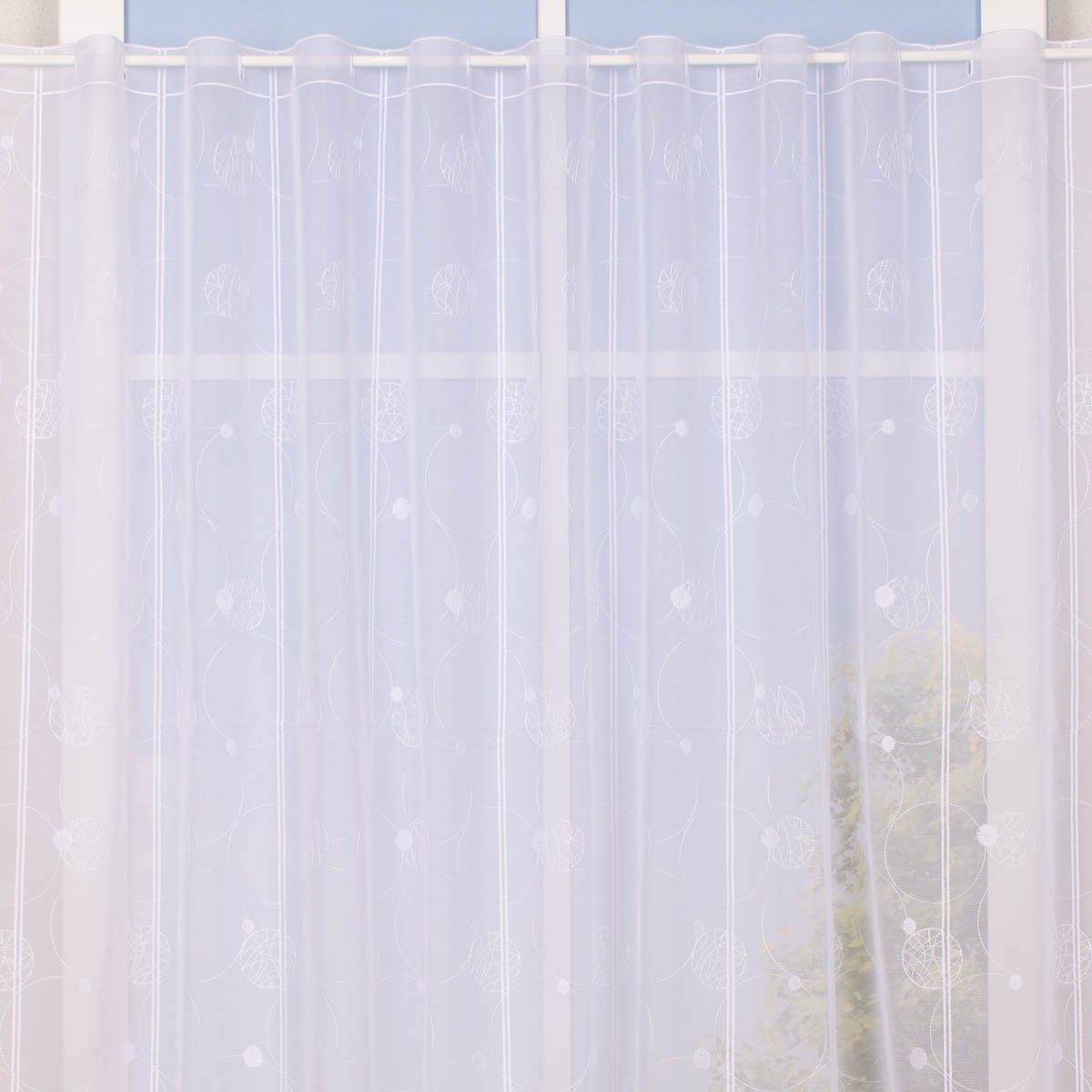 SCHÖNER LEBEN. Meterware Scheibengardine Stickerei Meterware Leinenstruktur Voile nähfrei Krei, Stickerei/Stickstoff, pflegeleicht