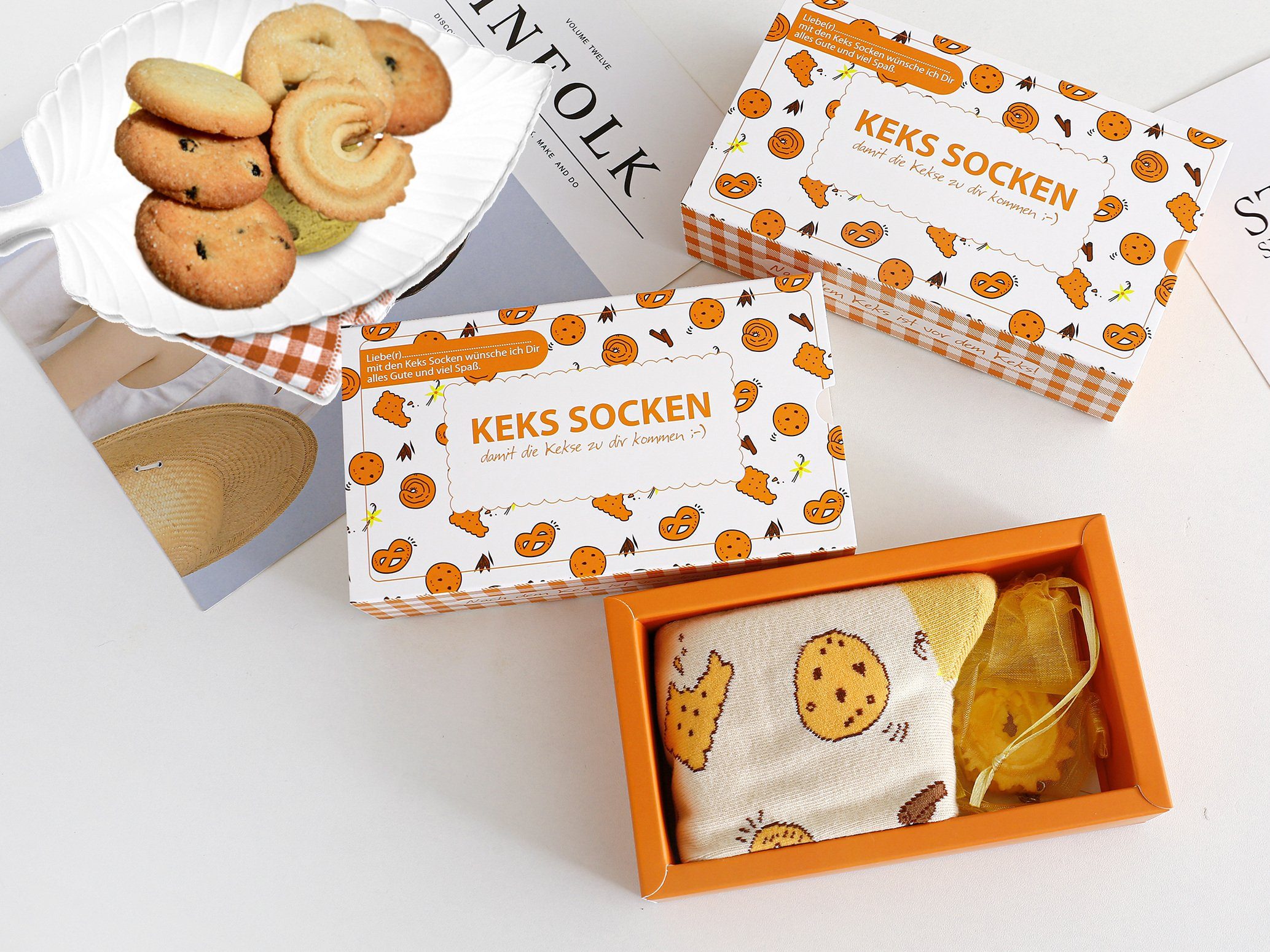 Lucadeau Freizeitsocken Geschenke für Keks-Liebhaber zum Geburtstag und Weihnachten (1 Paar) rutschfest, Gr. 37-43, Geburtstagsgeschenk