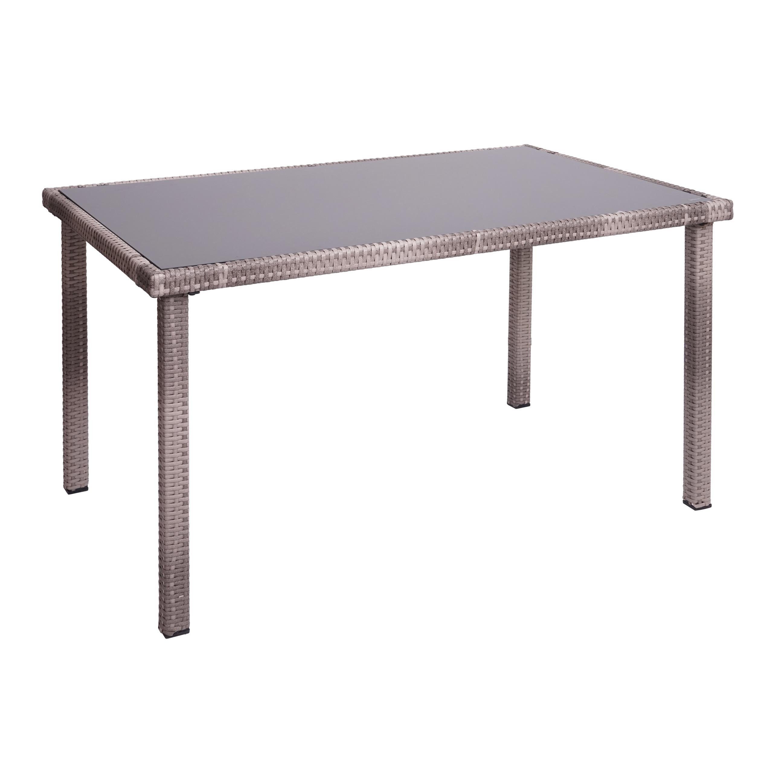 PROREGAL® Gartentisch Poly-Rattan Tisch HxBxT 71x120x75cm Balkontisch Farbe