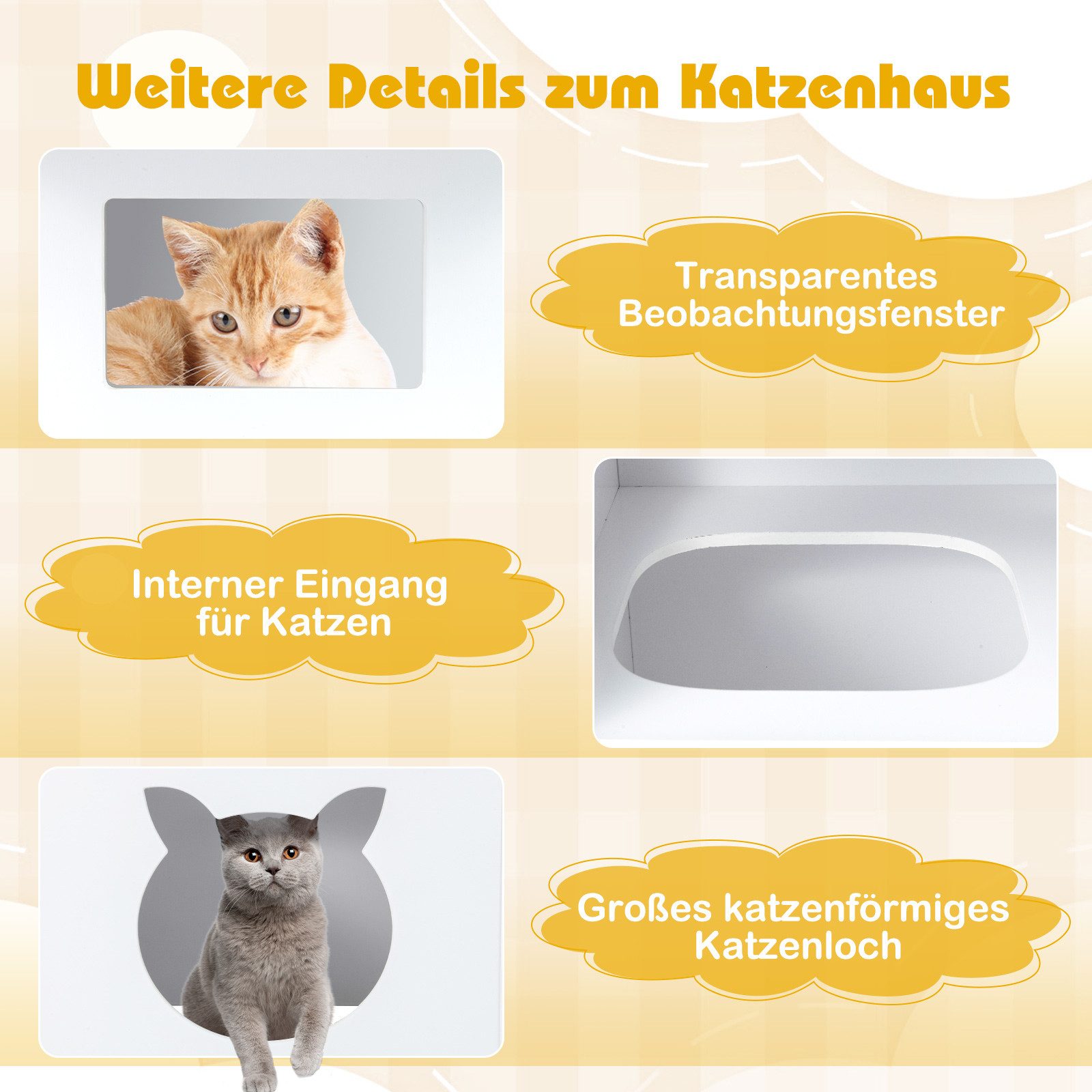 COSTWAY children's seating set (3-piece), chairs with fabric storage boxes, cat hole