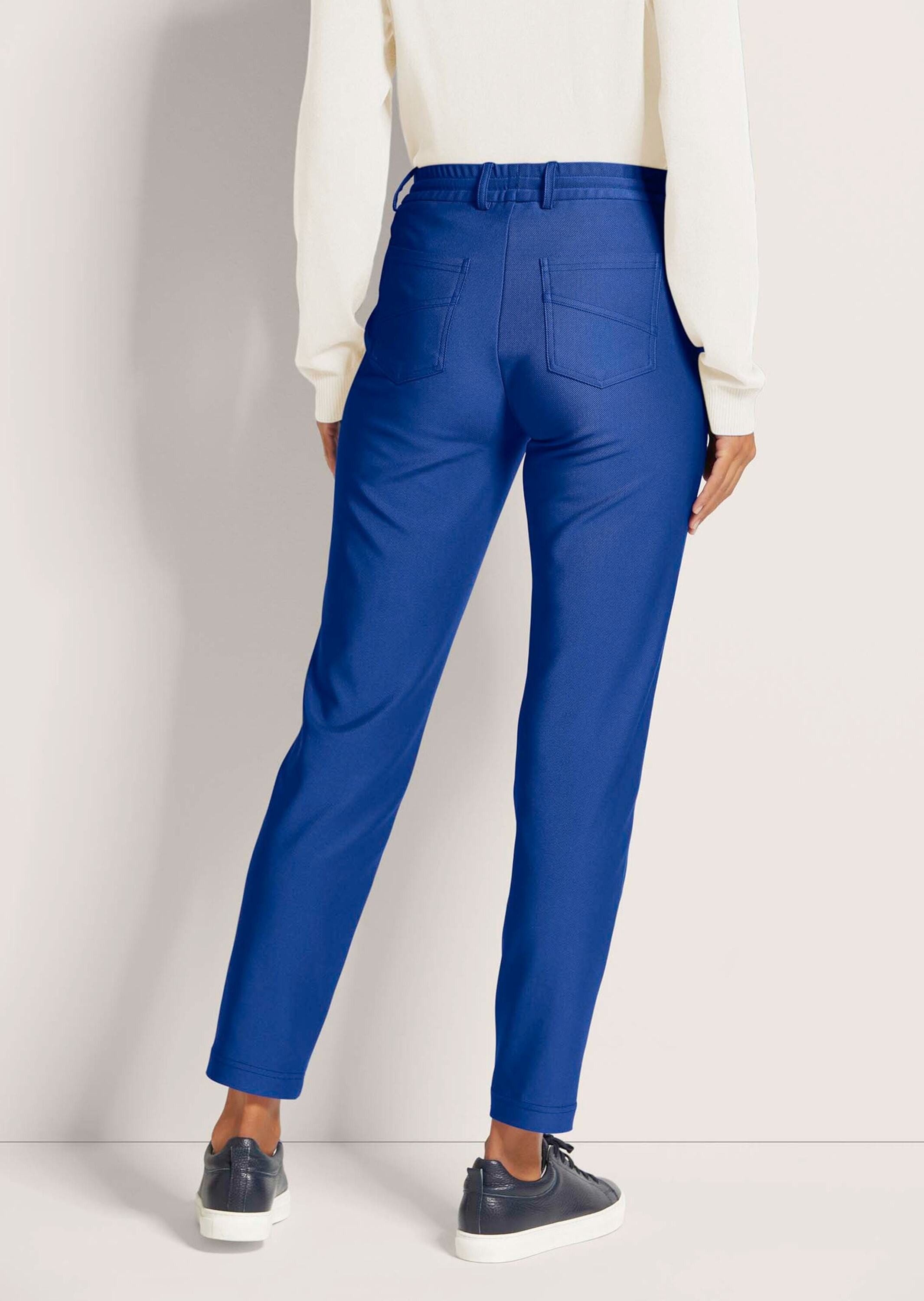 MADELEINE Stoffhose Stretchhose mit Tunnelzug Gerade, knöchellange Hose mit Gürtelschlaufen