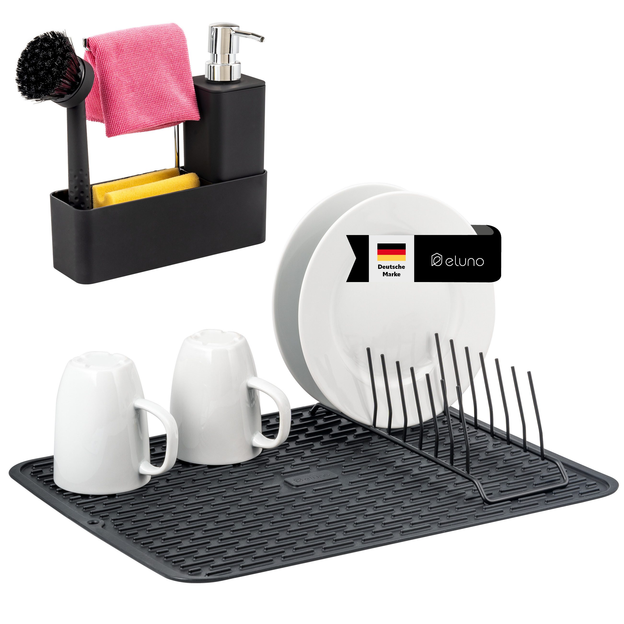 eluno Abtropfmatte Spül-Set 2er, schwarz