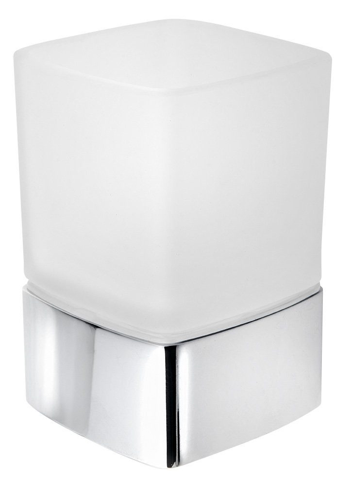 Gedy Zahnputzbecher LOUNGE Stehender Glas, Milchglas, Chrom, Gedy-549813
