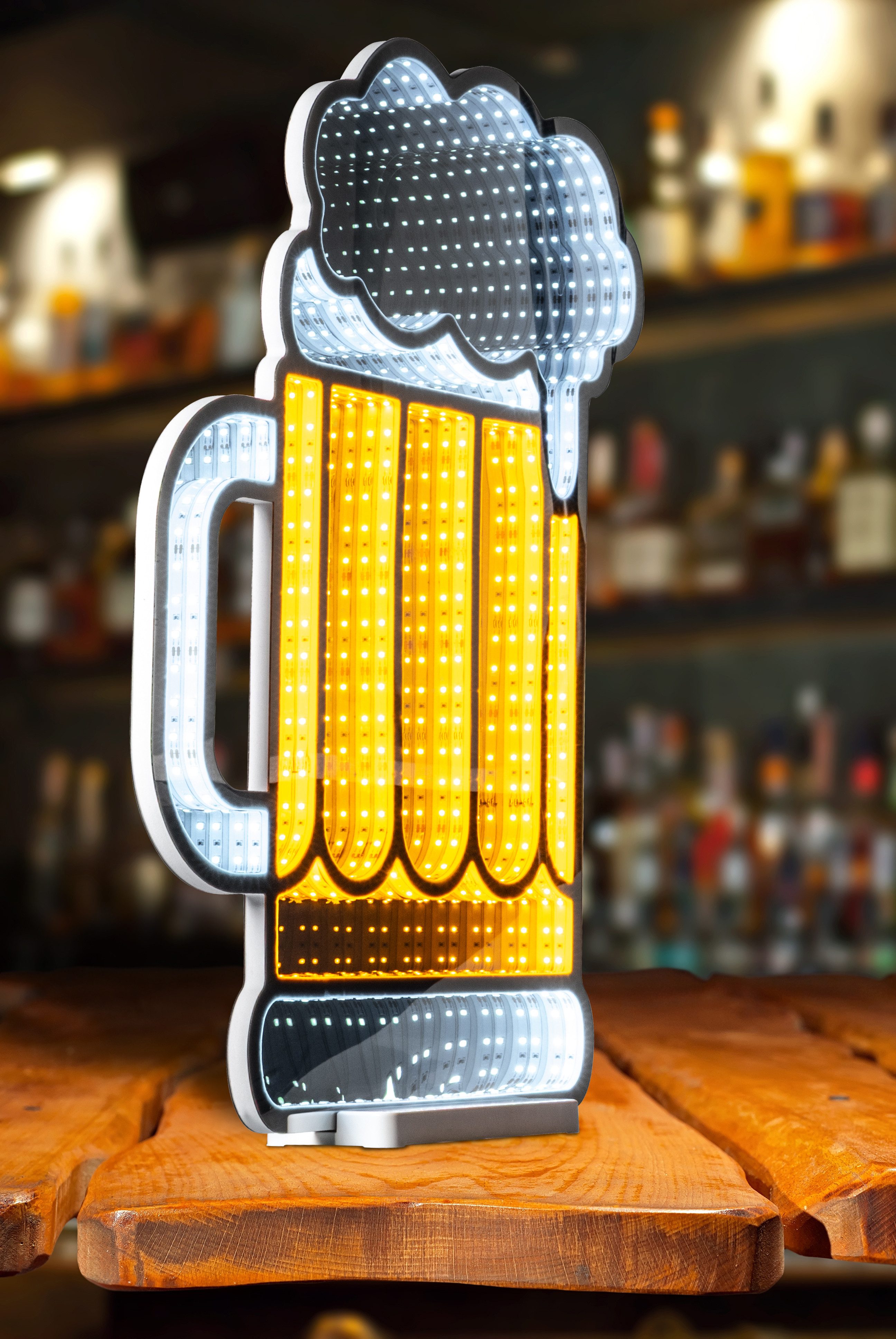 OTTO home LED Dekolicht Evvina - Bierkrug, LED fest integriert, Warmweiß, Infinity Effekt, Weihnachtsdeko Innen, beidseitig beleuchtet, Party