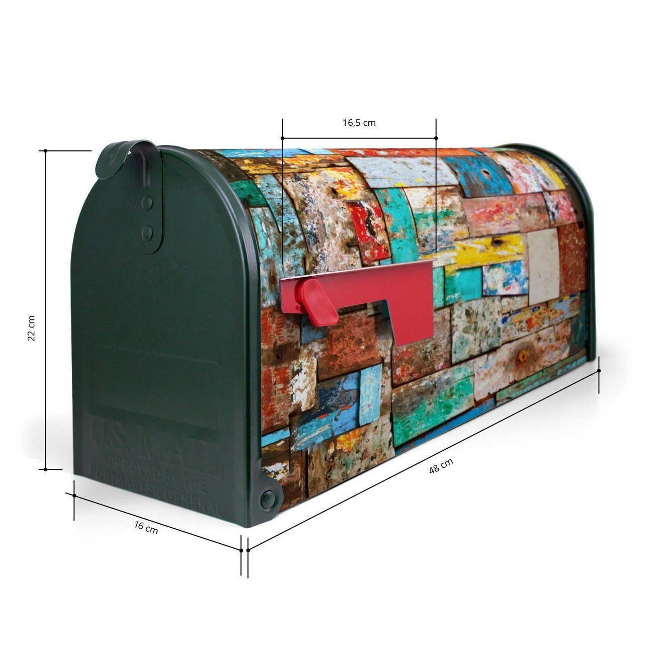 Thumbnail - banjado Amerikanischer Briefkasten Mailbox Bunte Holzschindeln (Amerikanischer Briefkasten, original aus Mississippi USA...