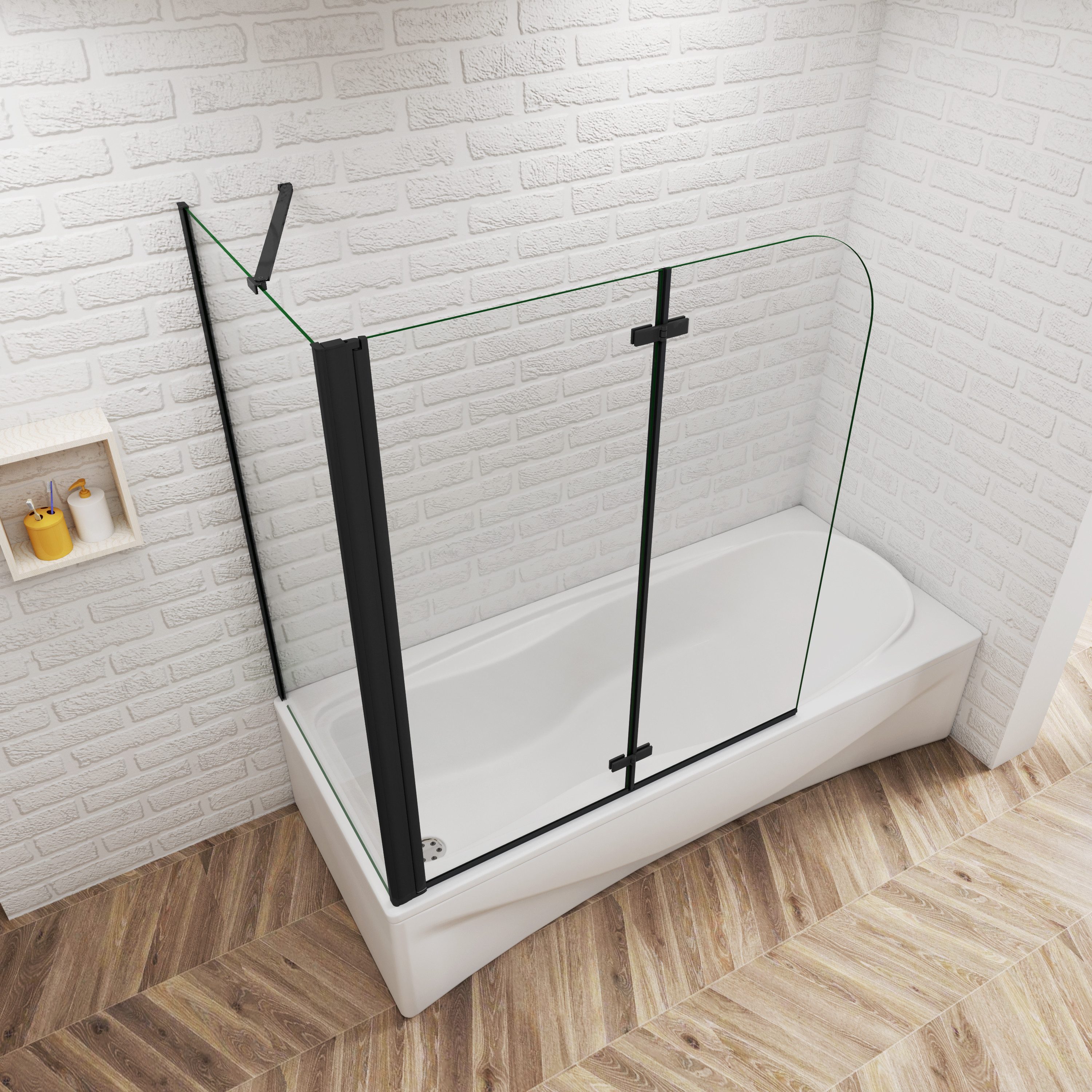 duschspa Badewannenaufsatz 6mm ESG Faltwand Drehwand mit Seitenwand Duschtrennwand Duschkabine, Sicherheitsglas, Einscheibensicherheitsglas, (Set), Nano Glas