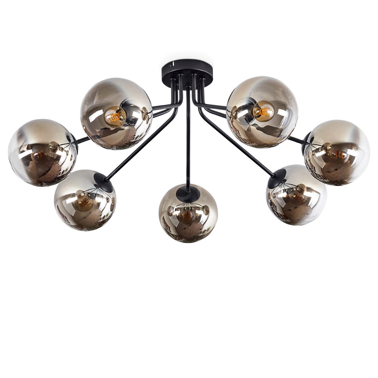 hofstein Deckenleuchte moderne Deckenlampe aus Metall/Glas in Schwarz/Rauch günstig online kaufen