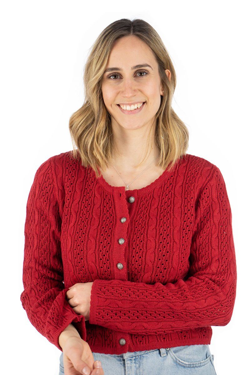 OS Trachten Strickjacke Igaza Trachtenjacke mit Zopfmuster