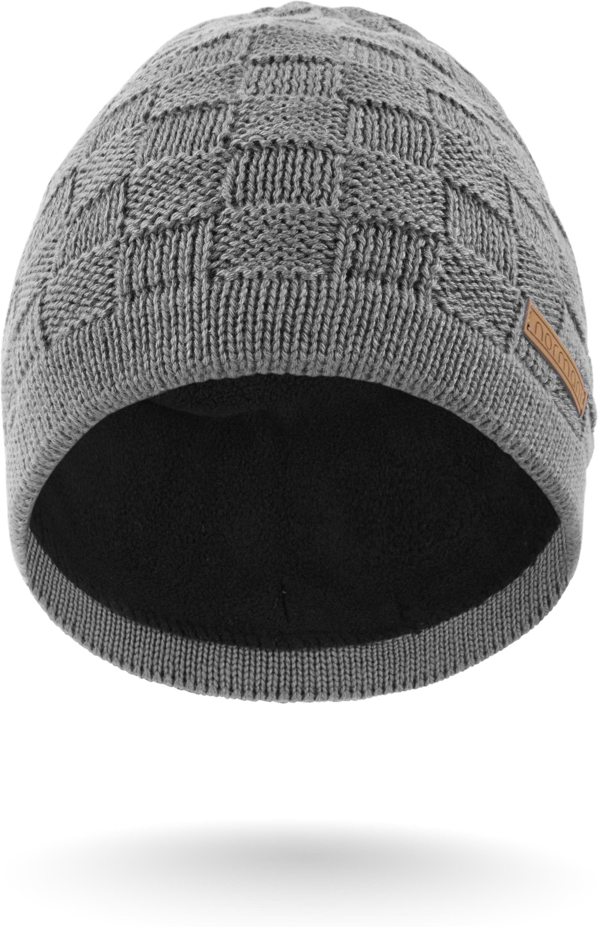 normani Strickmütze Merinowoll-Mütze mit Design Grau Yuma