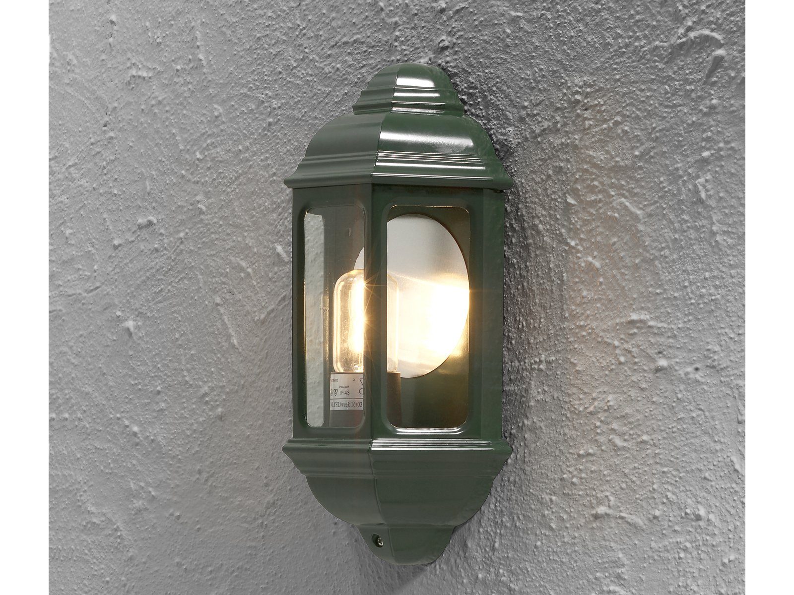 KONSTSMIDE LED Außen-Wandleuchte, LED wechselbar, Warmweiß, Wand-Laterne Landhausstil, Fassadenbeleuchtung Hauswand, Grün H: 36cm