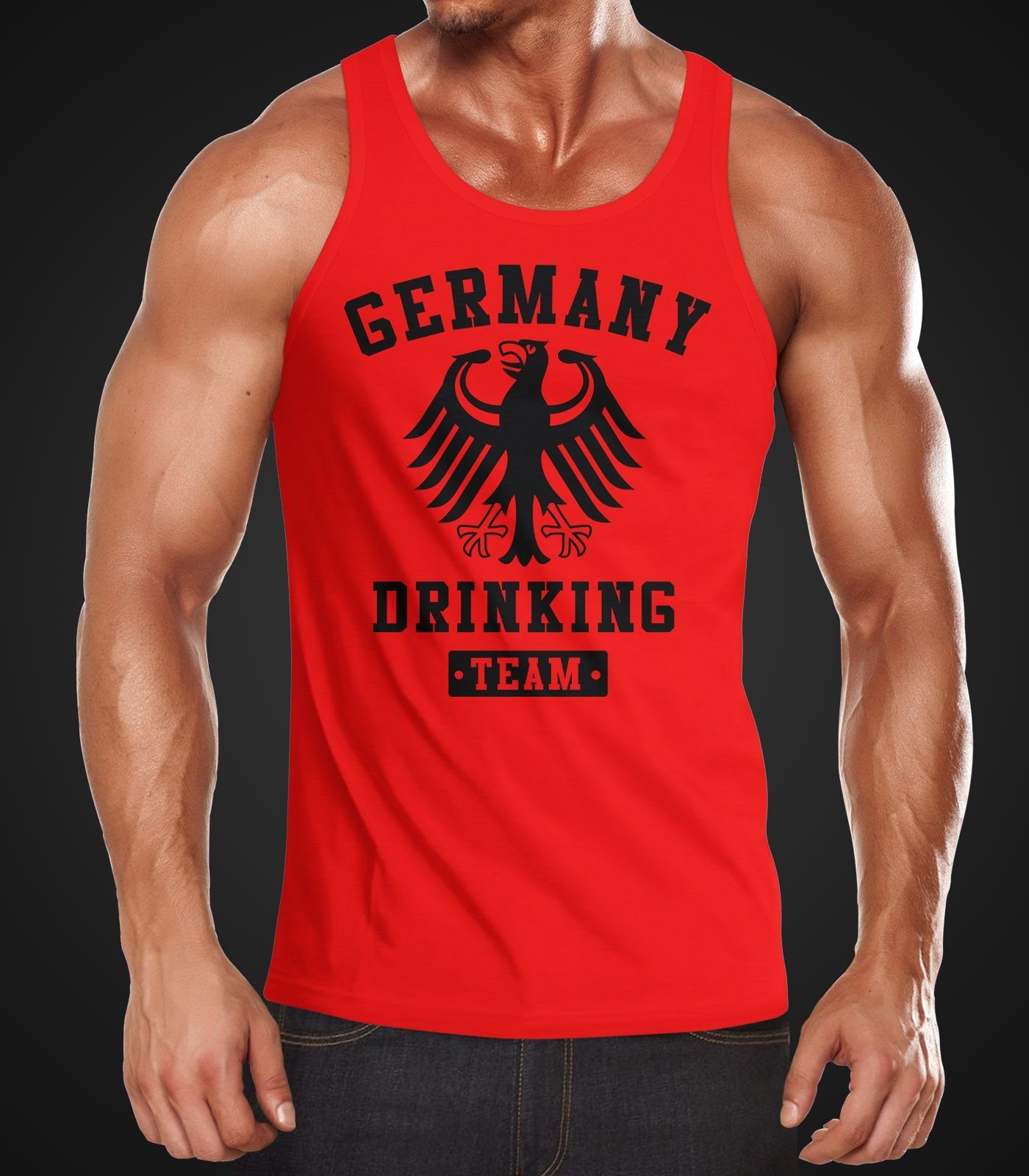 rot Moonworks® Deutschland Print Tanktop Tanktop Adler Team Drinking Herren Germany Bier MoonWorks mit