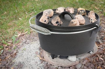 El Fuego Kasserolle El Fuego® Dutch Oven, Eisenguss (Set, 4-tlg), aus Gusseisen, mit spezieller Oberflächenveredelung, 7,2 l
