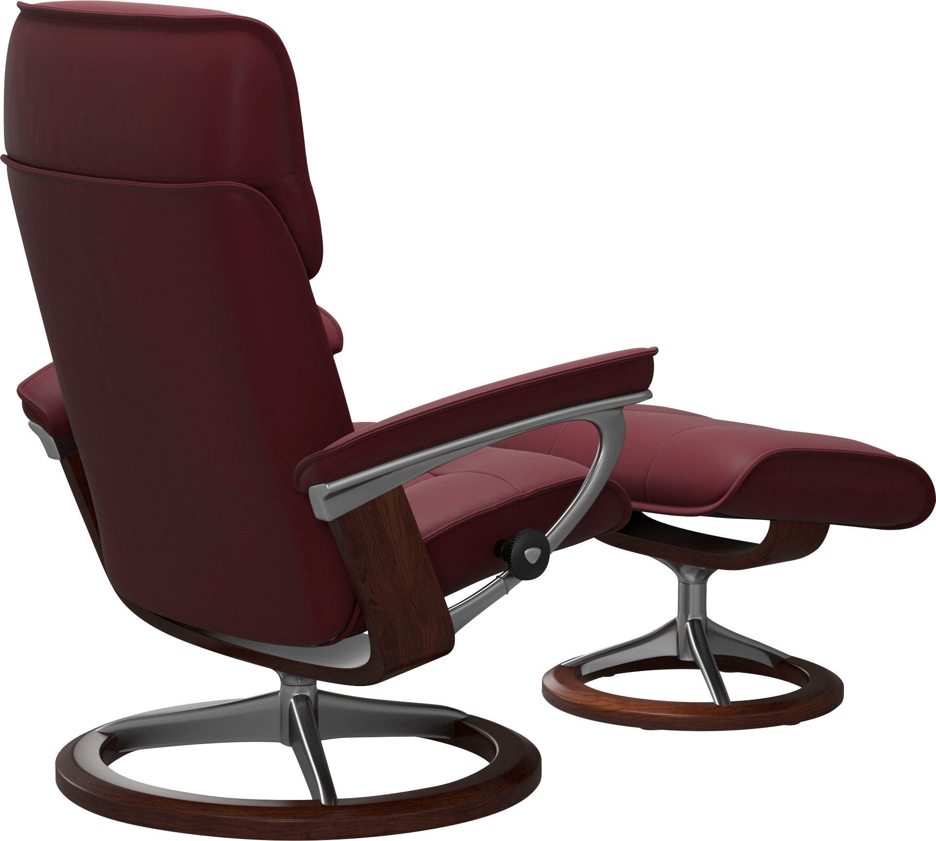 Signature inkl. bordeaux Hocker), mit Admiral BATICK Gestell M Braun Größe (Set, Stressless® L, Base, Relaxsessel Relaxsessel &