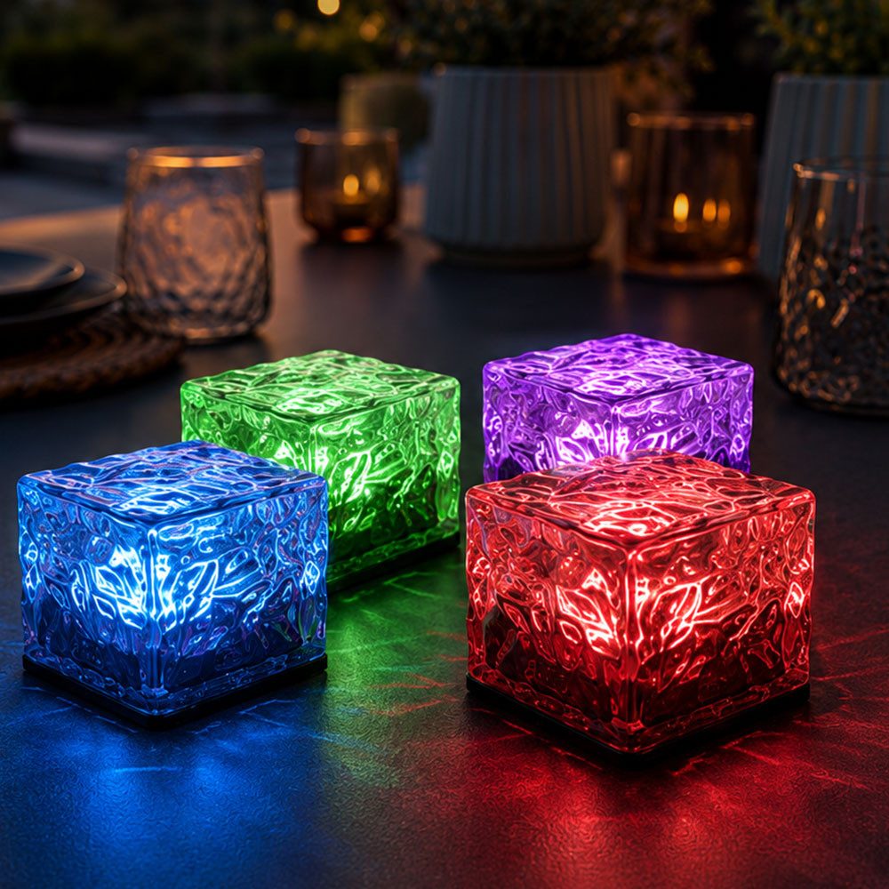 etc-shop Gartenleuchte, LED-Leuchtmittel fest verbaut, Farbwechsel, Solarlampe Dekoleuchte Gartenlampe RGB LED Farbwechsel Glas 4er Set