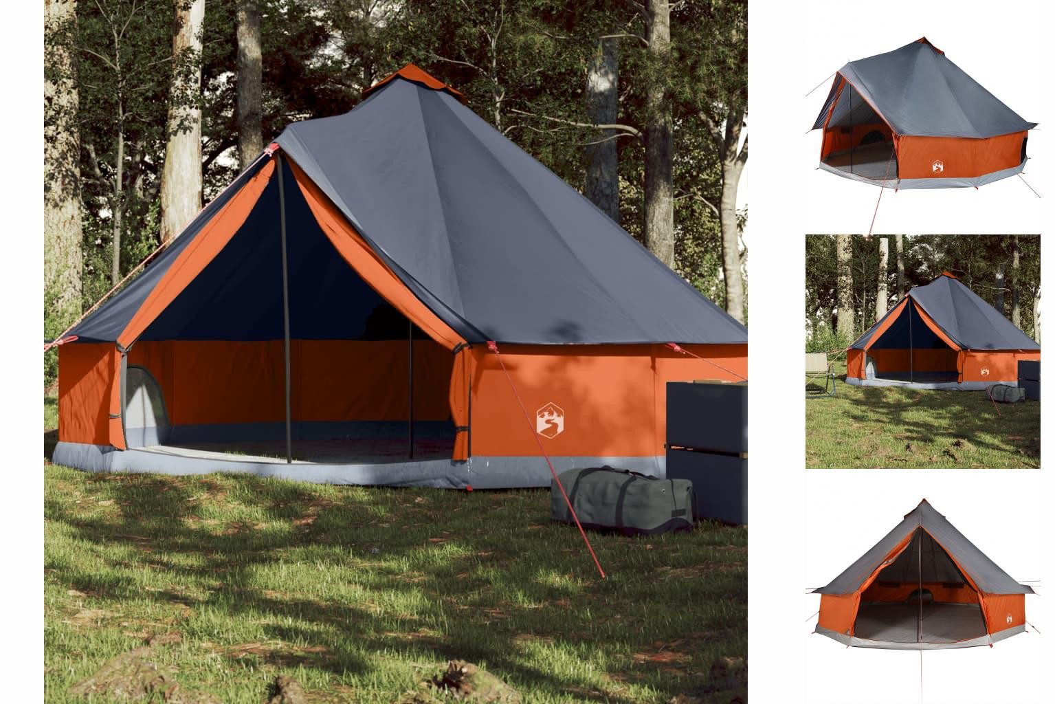 vidaXL Kuppelzelt Zelt Campingzelt Tipi Familienzelt 6 Personen Grau und Orange Wasserdi