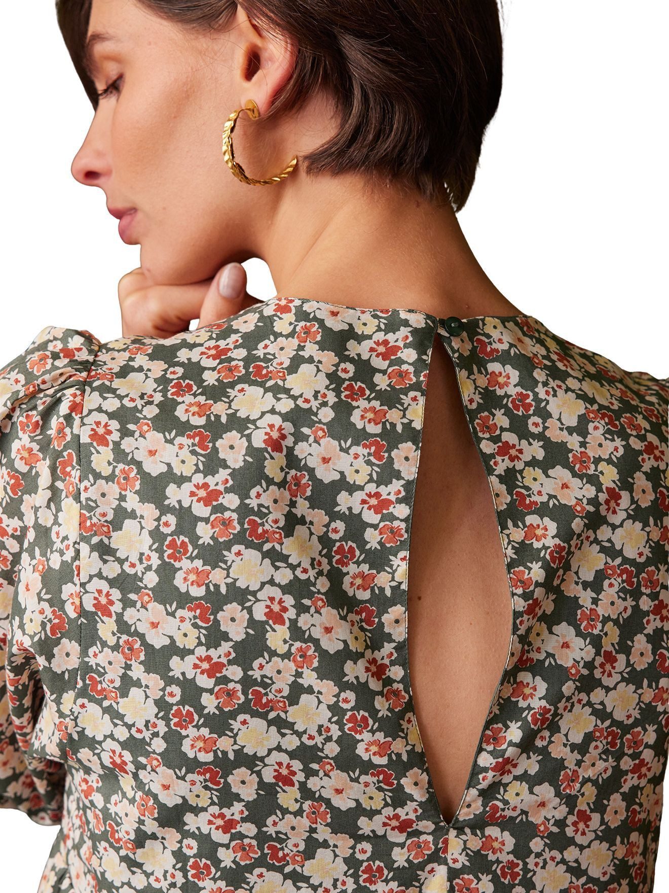 Envie de Fraise Umstandsbluse Umstandsbluse aus Voile V-Ausschnitt, Blumenmuster, Ballonärmel