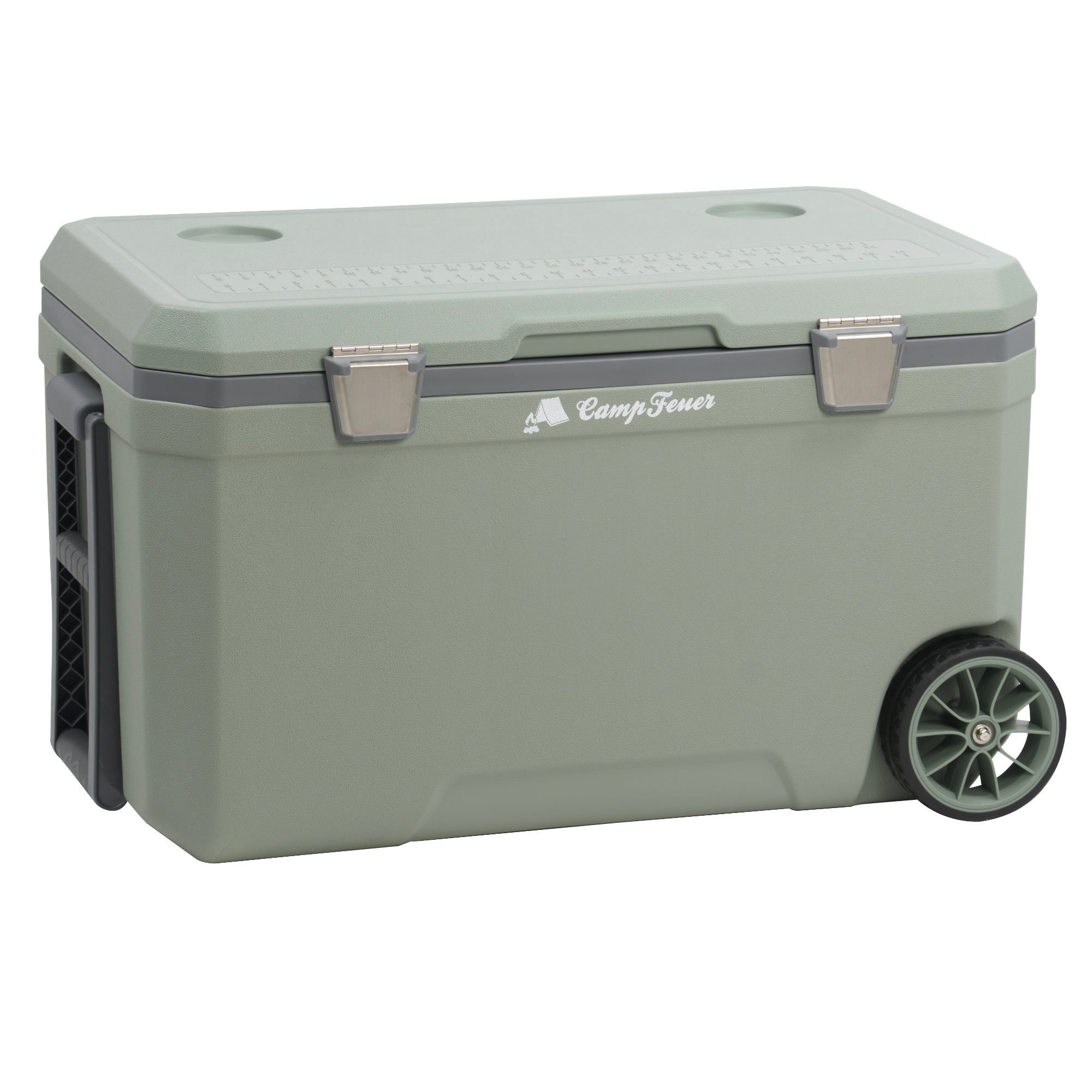 CampFeuer Kühlbox Kühlbox lightgreen 70 Liter mit Rädern, Rollkühlbox, Box, 70 Liter Fassungsvermögen