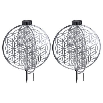 Globo LED Solarleuchte, LED-Leuchtmittel fest verbaut, Warmweiß, Solarlampe orientalische Dekoleuchte Gartenlampe Lebensblume 2er Set