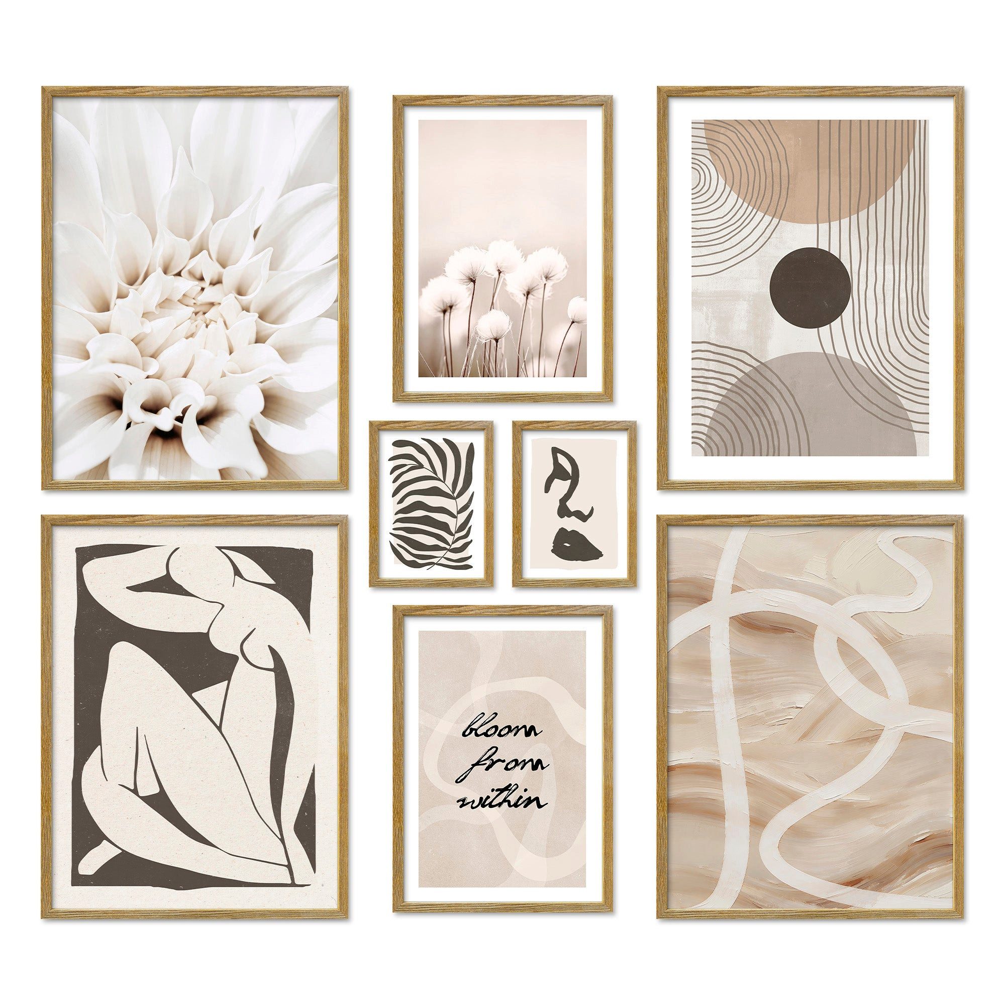 ARTFAVES Bilder-Collage Poster Set Abstract Black Art I mehrteilige Bilderwand I Wandbilder Ab, (Wandbilder modern, 8 St)