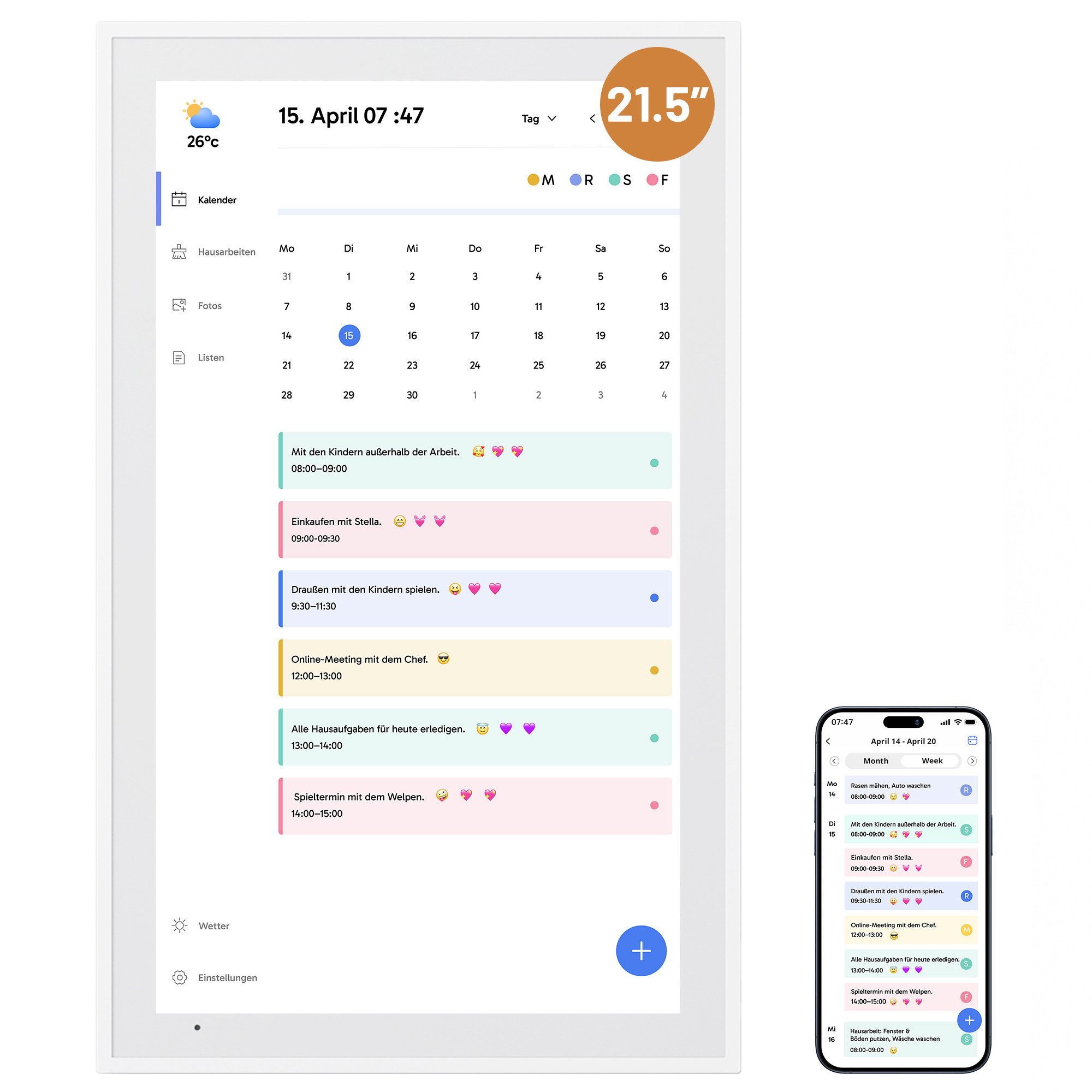 EKASN 21,5'' Digitaler Kalender mit Touchscreen Digitaler Bilderrahmen (54, günstig online kaufen