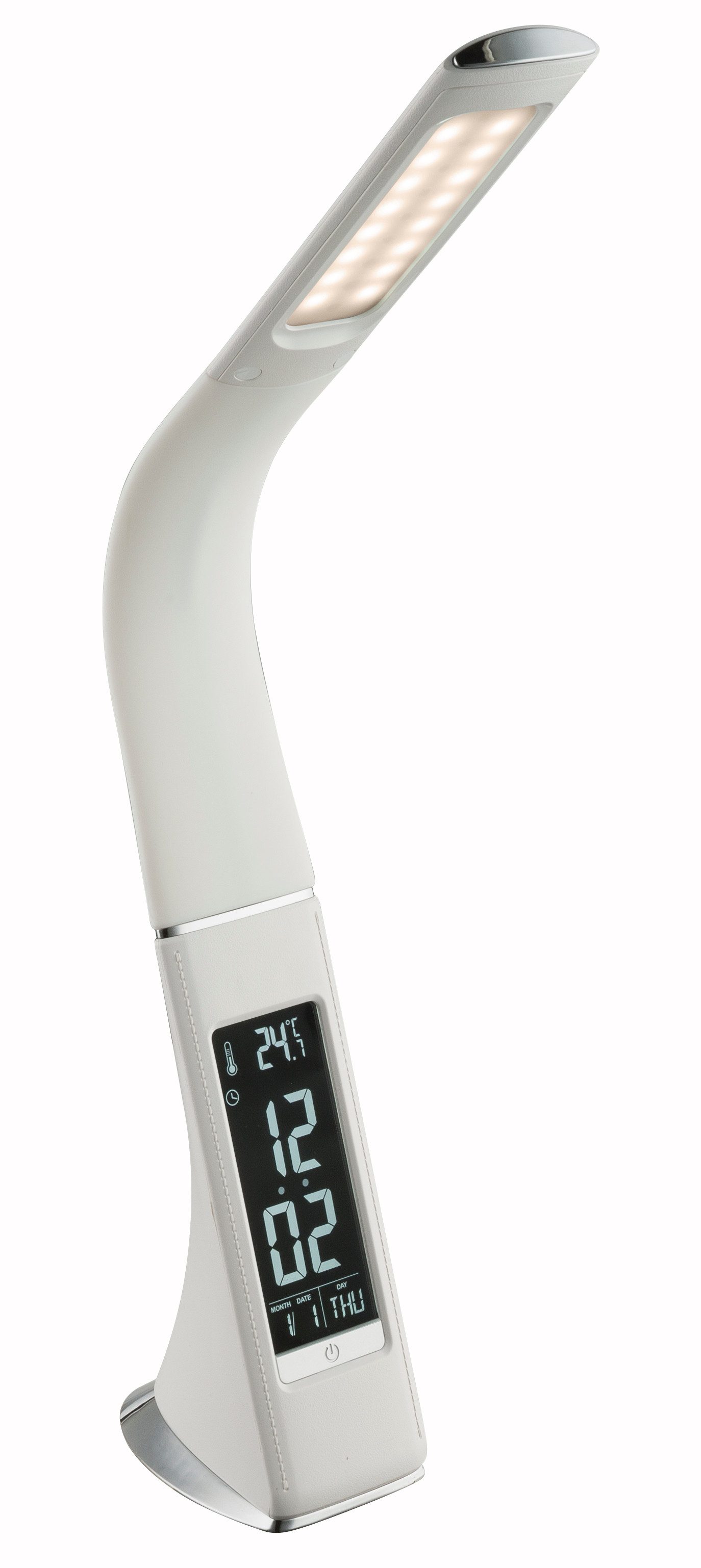 GLOBO LIGHTING LED Tischleuchte SOPHIE, Dimmfunktion, Temperaturanzeige, Timerfunktion, Weckerfunktion, mehrere Helligkeitsstufen, LED fest integriert, Tischlampe/Arbeitszimmer/Bürotischleuchte