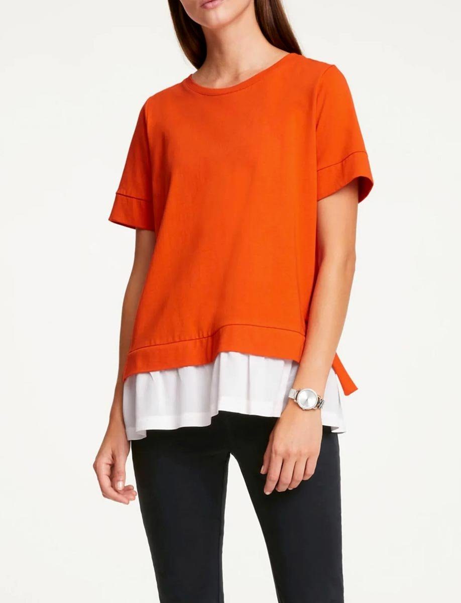 Rick by rick cardona T-Shirt RICK CARDONA Damen Designer-Jerseyshirt, orange-ecru