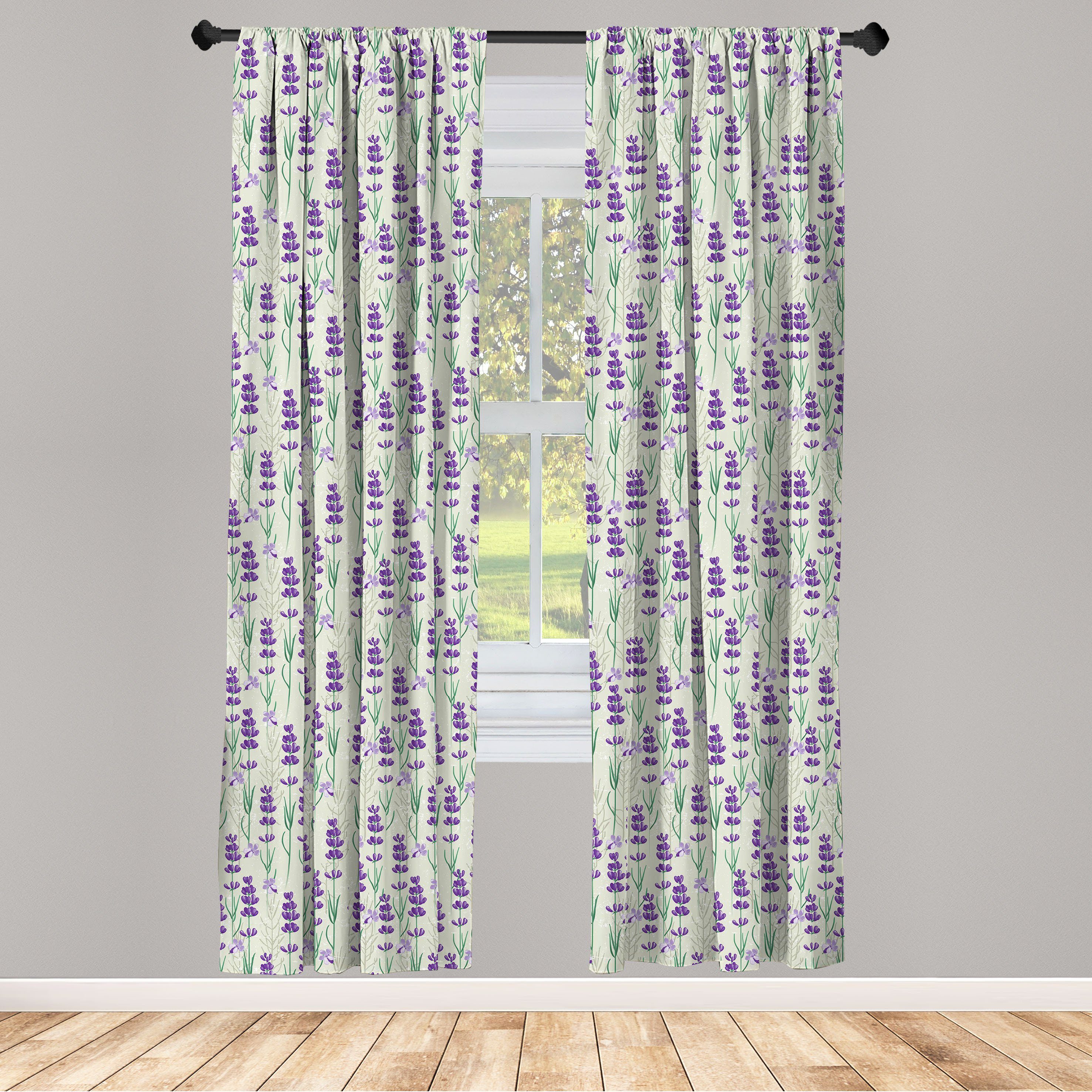 Gardine Vorhang für Wohnzimmer Schlafzimmer Dekor, Abakuhaus, Microfaser, Lavendel Frische Kräuter Botanical