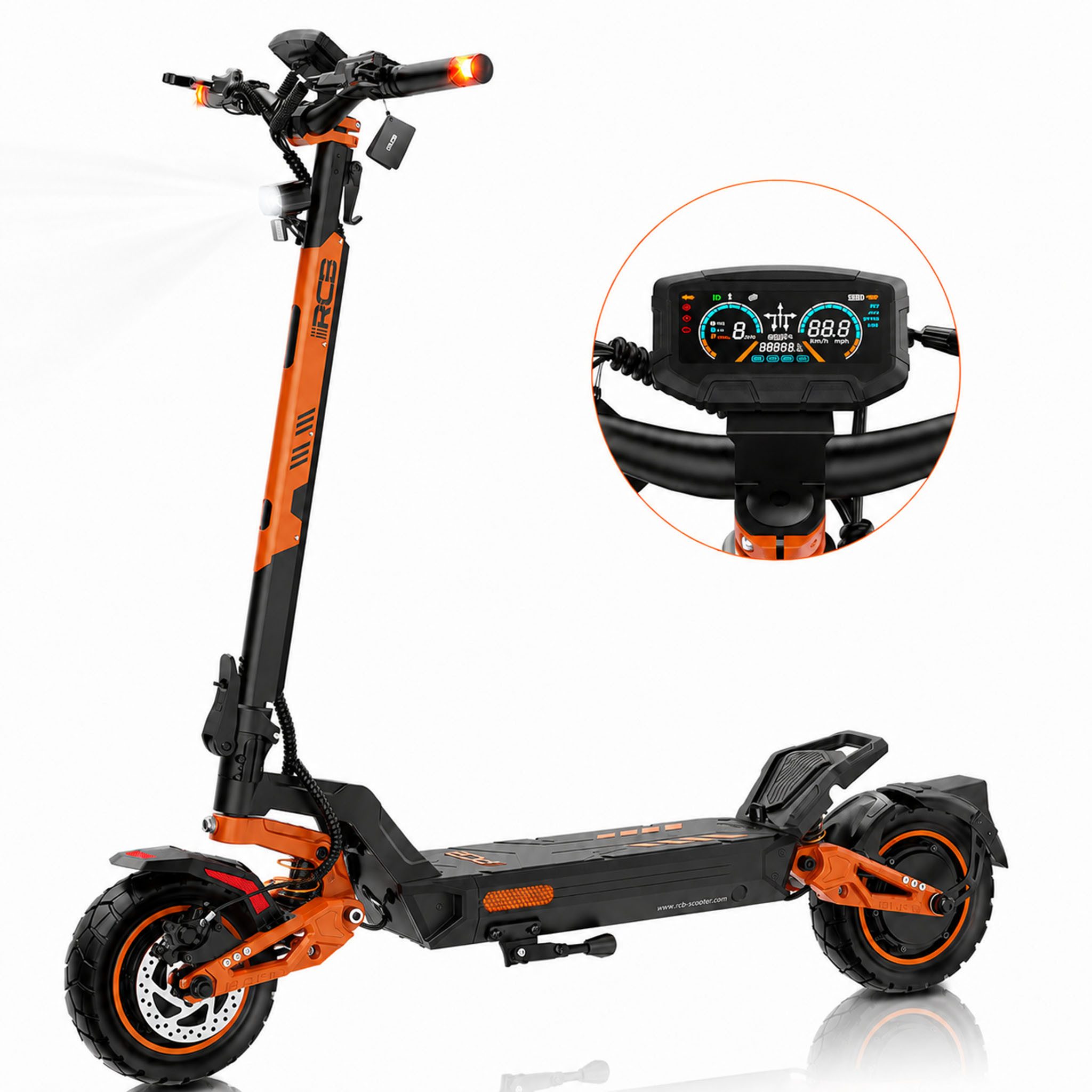 RCB E-Scooter D7 MAX mit Straßenzulassung 2x1800W Doppelmotor NFC 100 km Reichweite, 500 W, 20 km/h, (Komplettset), Dual Motor, NFC-Schlüssel, App-Unterstützung, 1800W Peakleistung