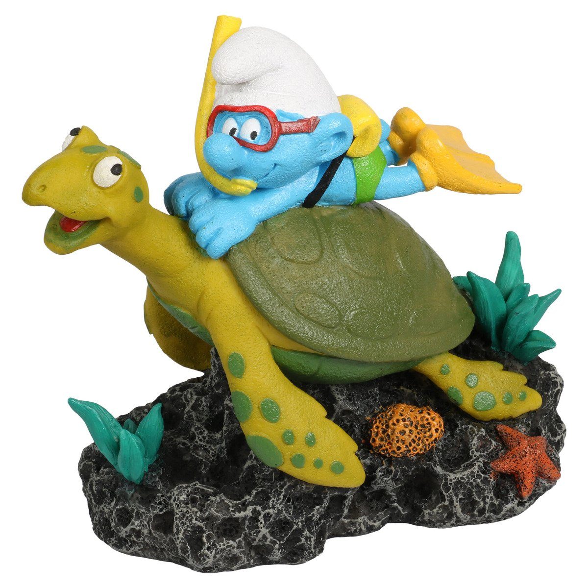 Aquariendeko Aquariendekoration Schlümpfe unter Wasser mit Schildkröte