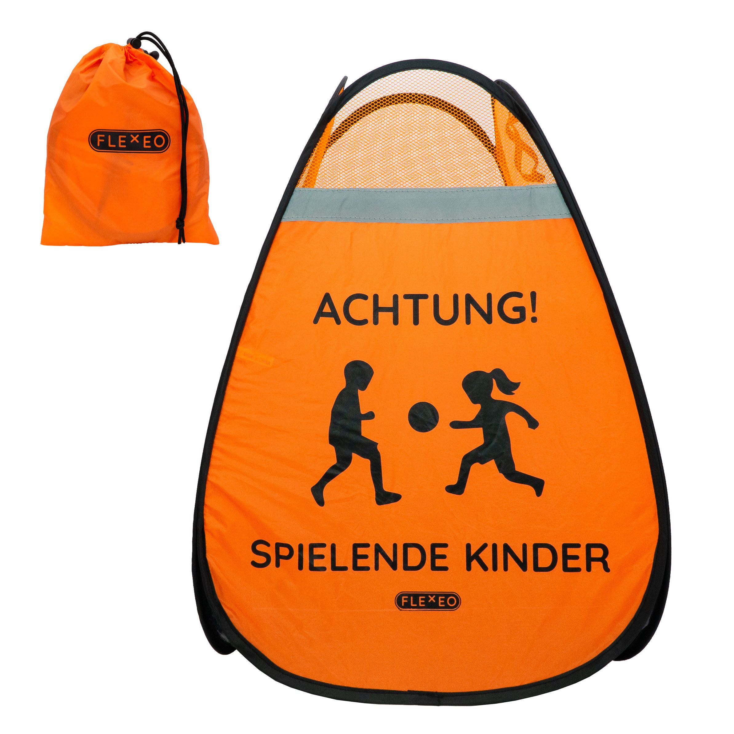 FLEXEO Warndreieck "Achtung! Spielende Kinder", 1-tlg., Warnwürfel Warnschild, orange
