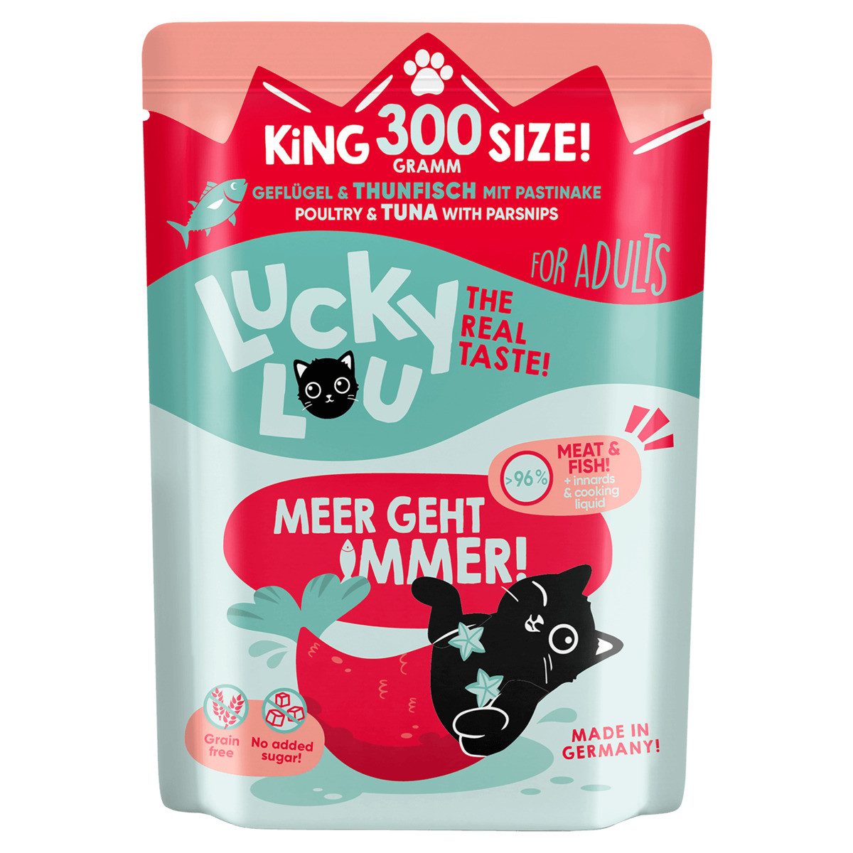 Lucky Lou Lifestage Adult Geflügel & Thunfisch 300 g, Nassfutter für: Katze