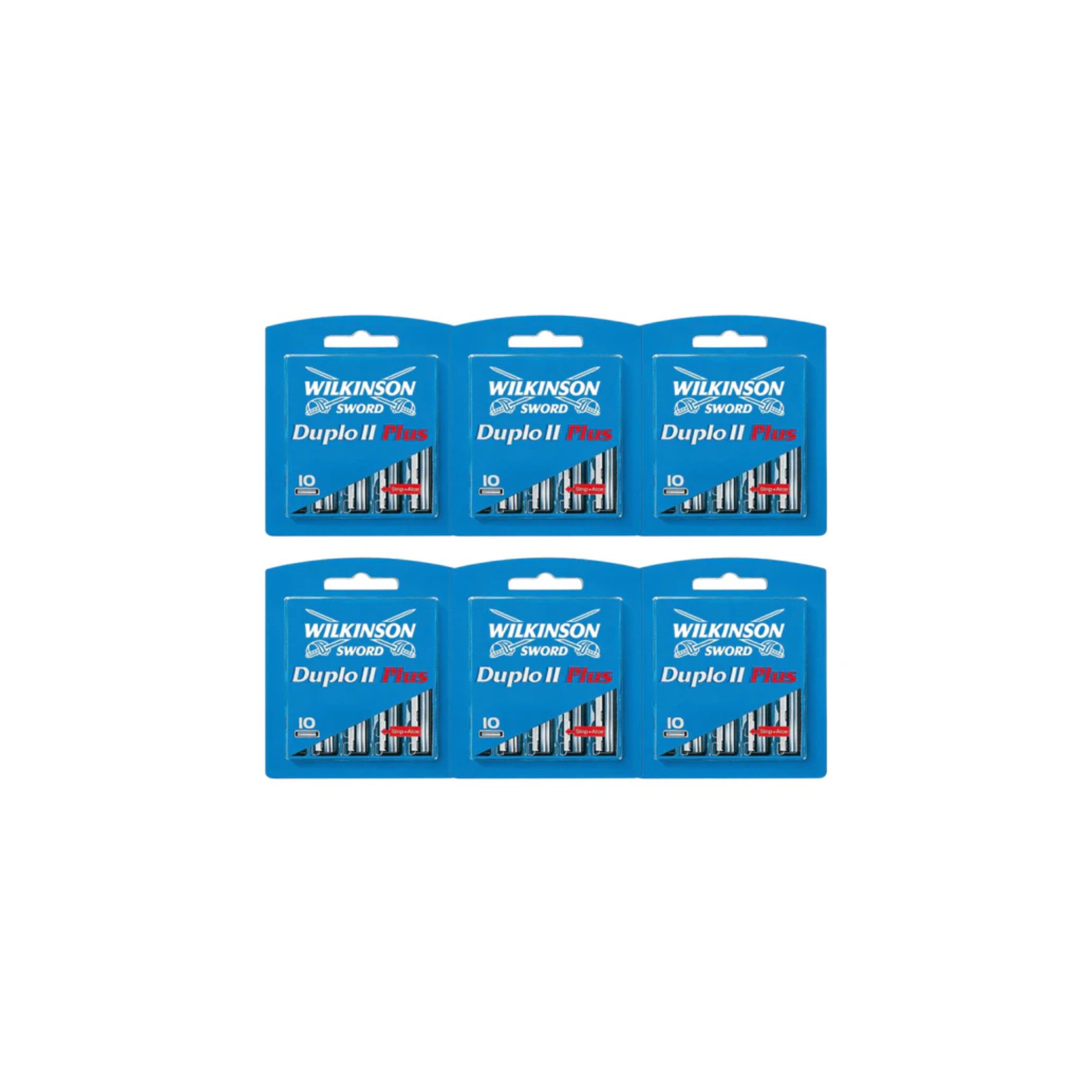 Wilkinson Лезвия для бритвы Duplo II Plus, 60-tlg., Gleitstreifen mit Aloe Vera + 2-Klingen-Technologie