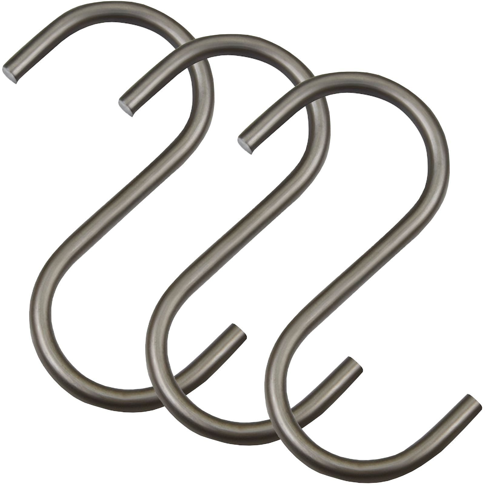 SO-TECH® S-Haken für Rundstäbe bis Ø 30 mm für Garderoben, Küchenreling uvm., (Spar-Set, 3-St), Rohstahl klar lackiert