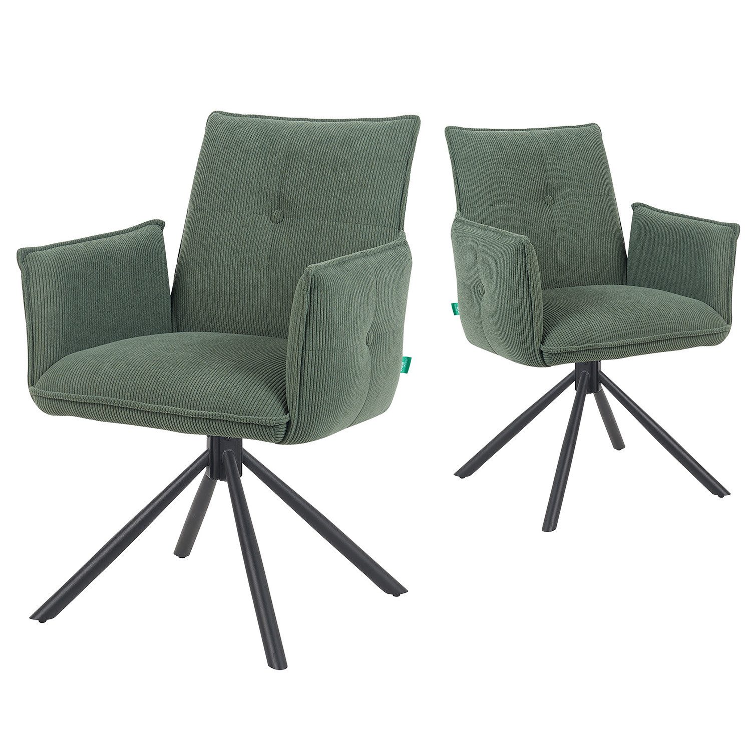 DUBI Möbel Polsterstuhl Mika-Nevio 2er-Set, Federkern, pulverbeschichtet, 3 günstig online kaufen